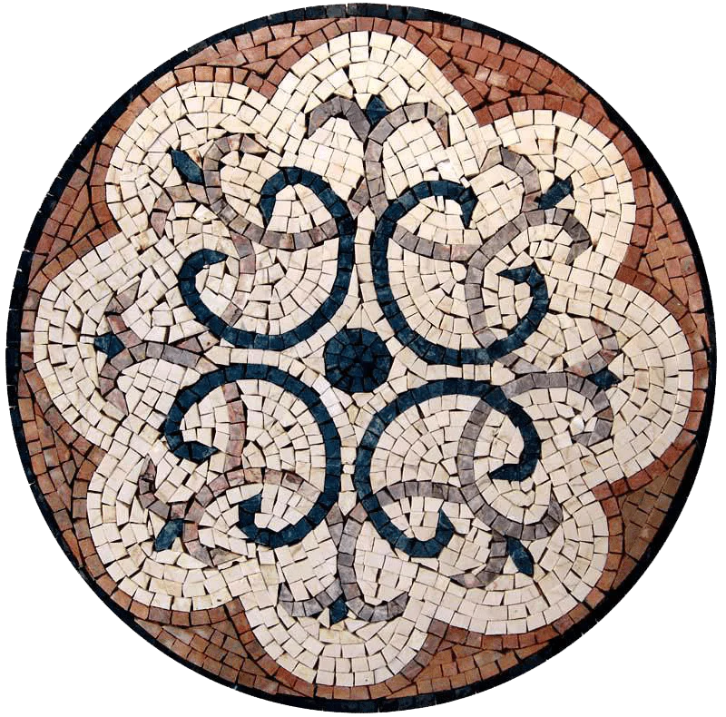 Pattern Swirl Geometric - Marble Mosaic Peacock Katana - Mesh Backing