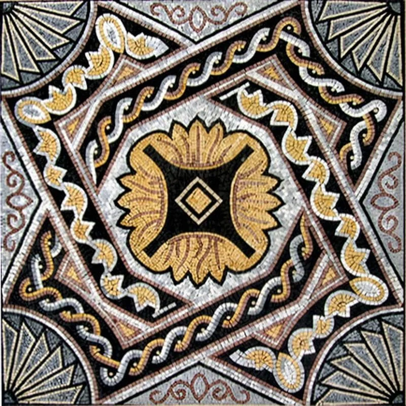 Enchanting Geometric Pattern - Marble Mosaic Art Panel Stone - Mesh Backing