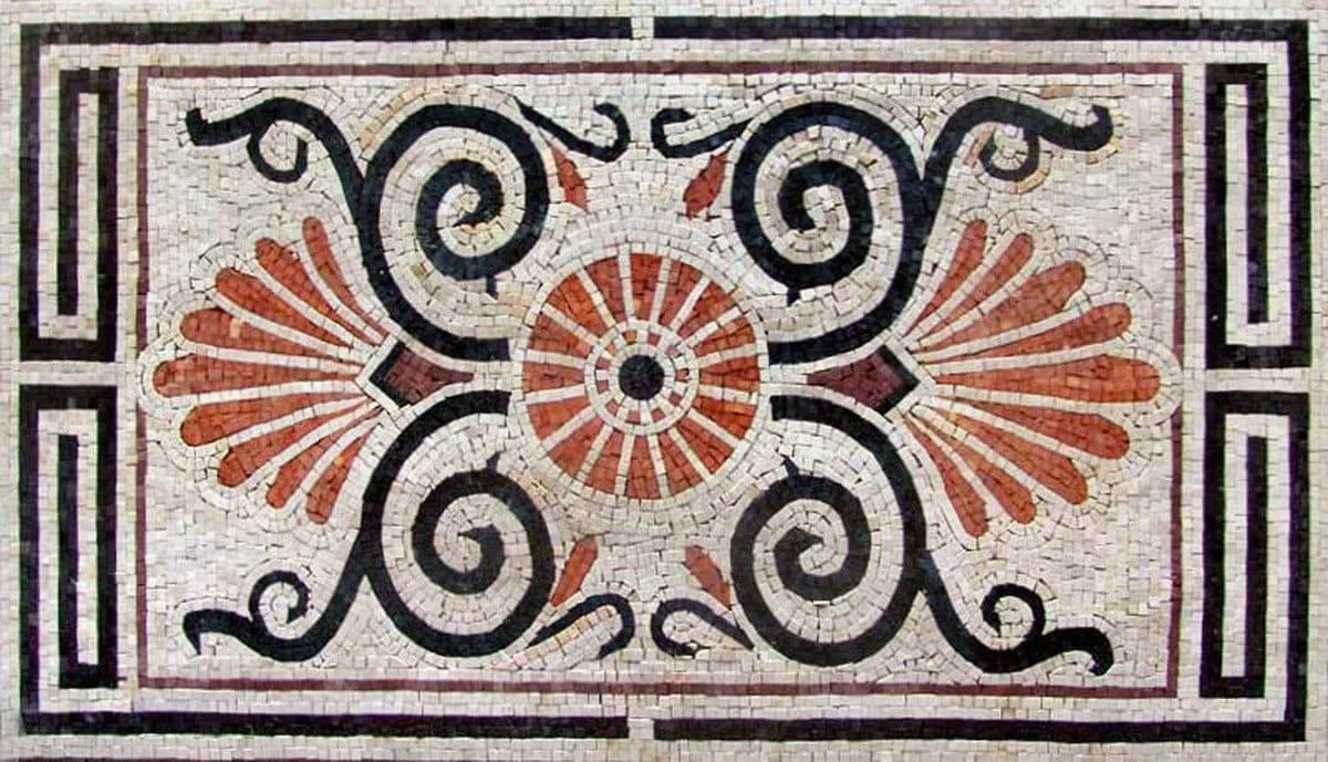 Enchanting Floral Swirls - Marble Mosaic Stylish Design - Mesh Backing