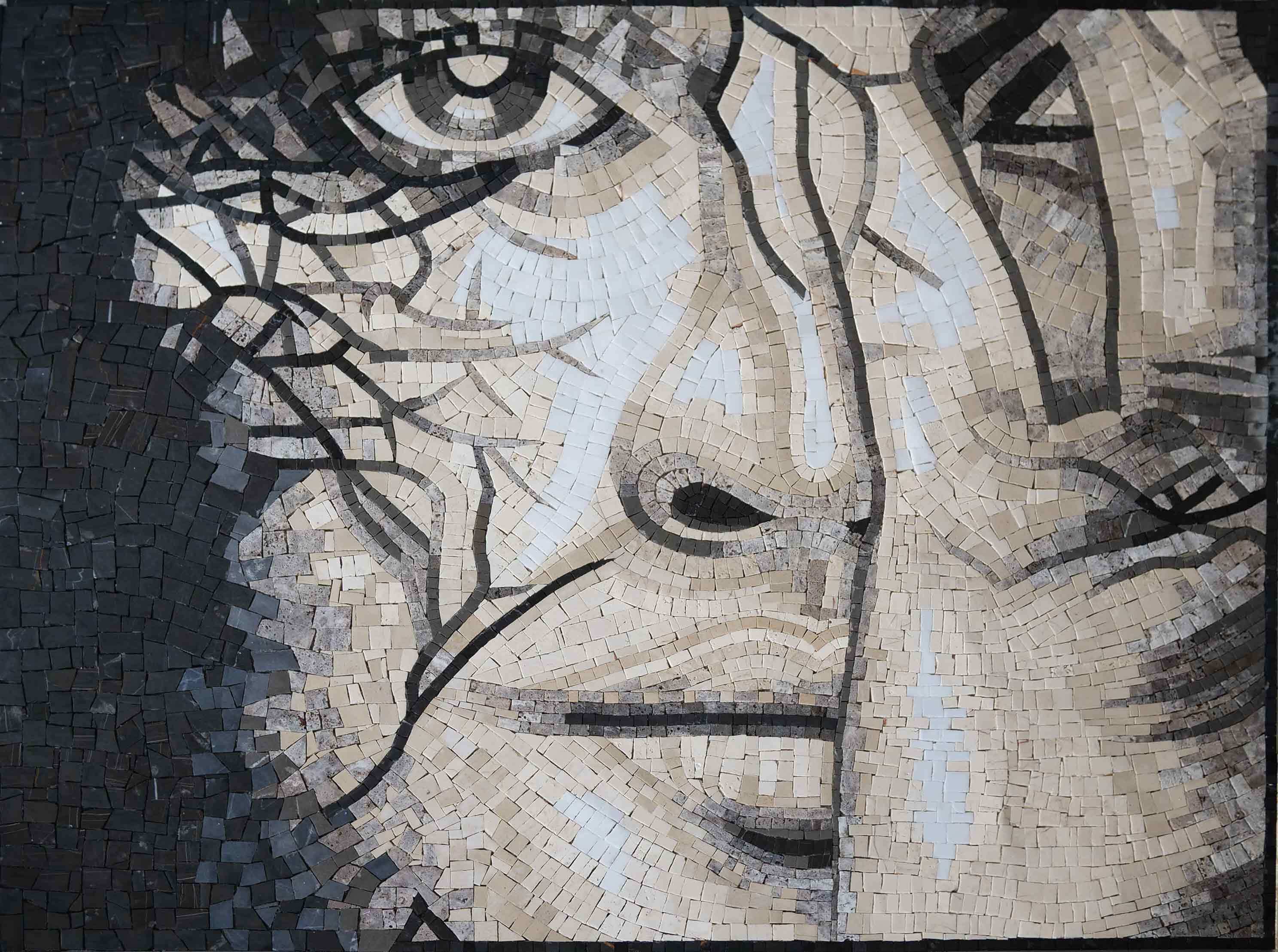 Artistic Woman Portrait - Mosaic Portrait - Mesh Backing