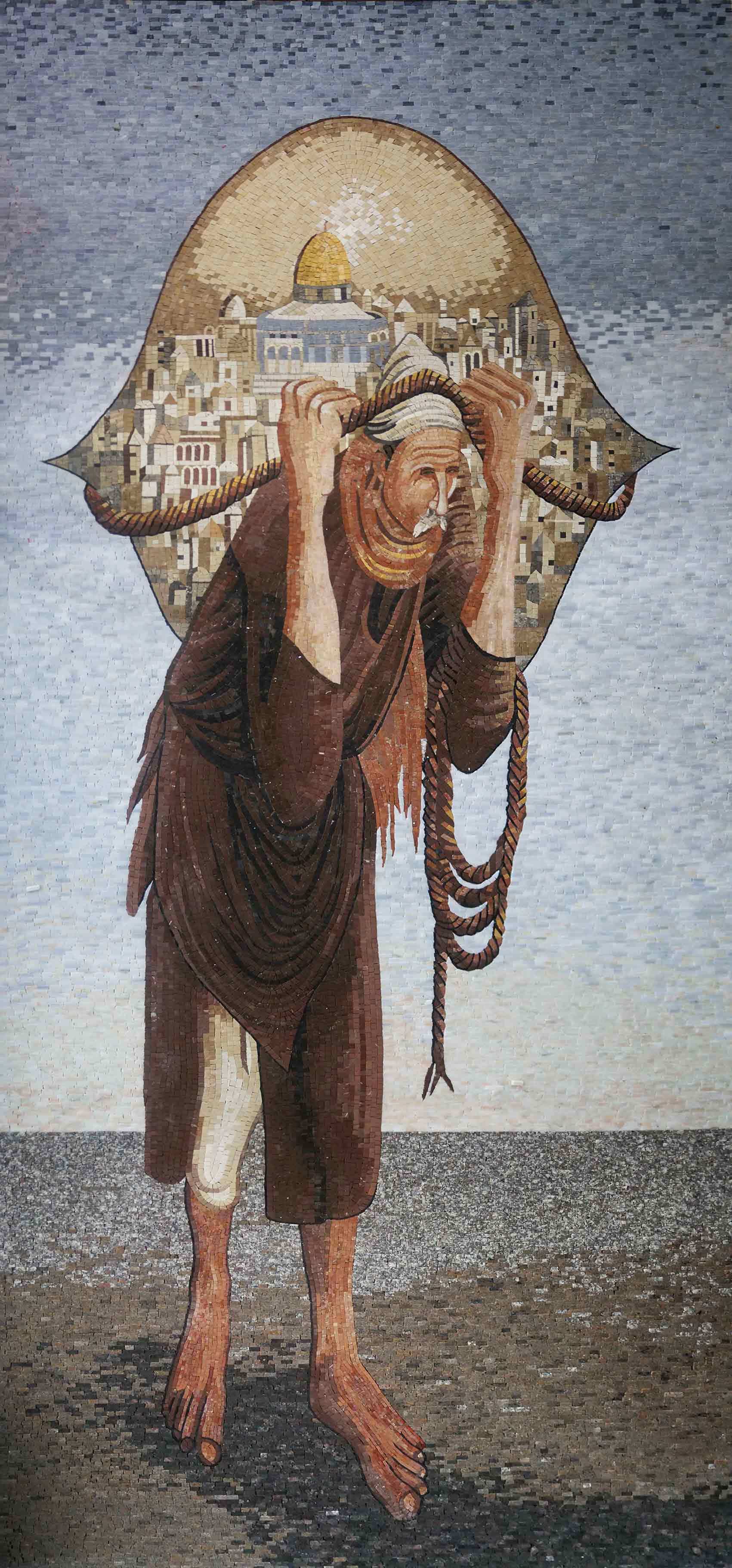 Camel Hardships Sliman Mansour Art - Mosaico Mosaic - Mesh Backing