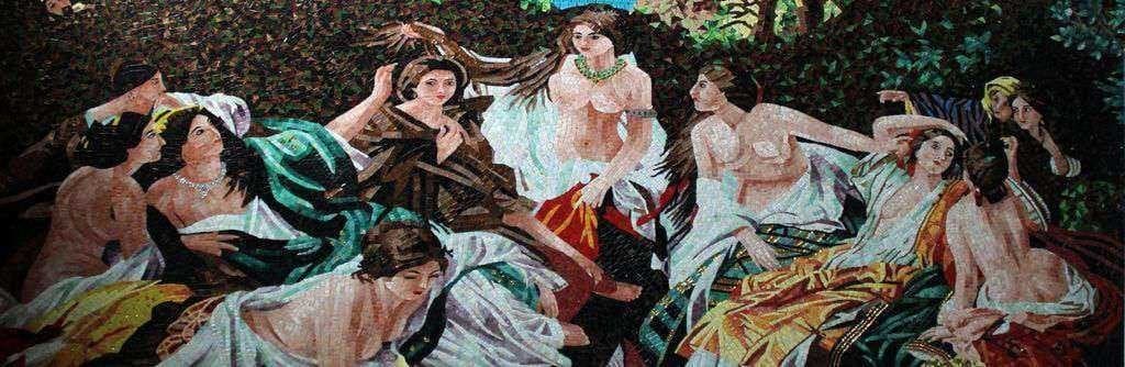 Female Figures The Garden - Glass Mosaic Artwork Mural - Mesh Backing