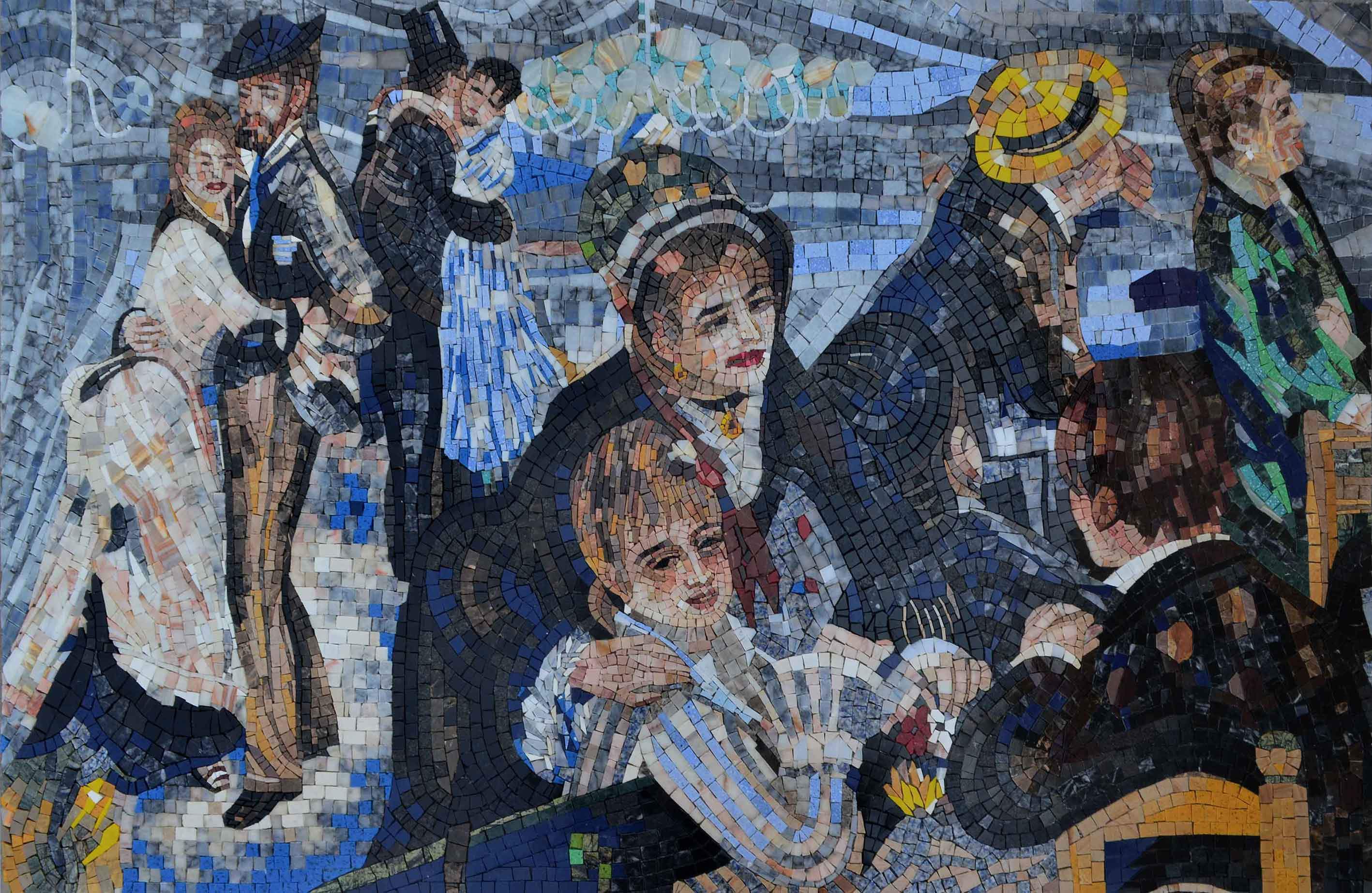 Figures Gathering - Mosaic Portrait Art - Mesh Backing