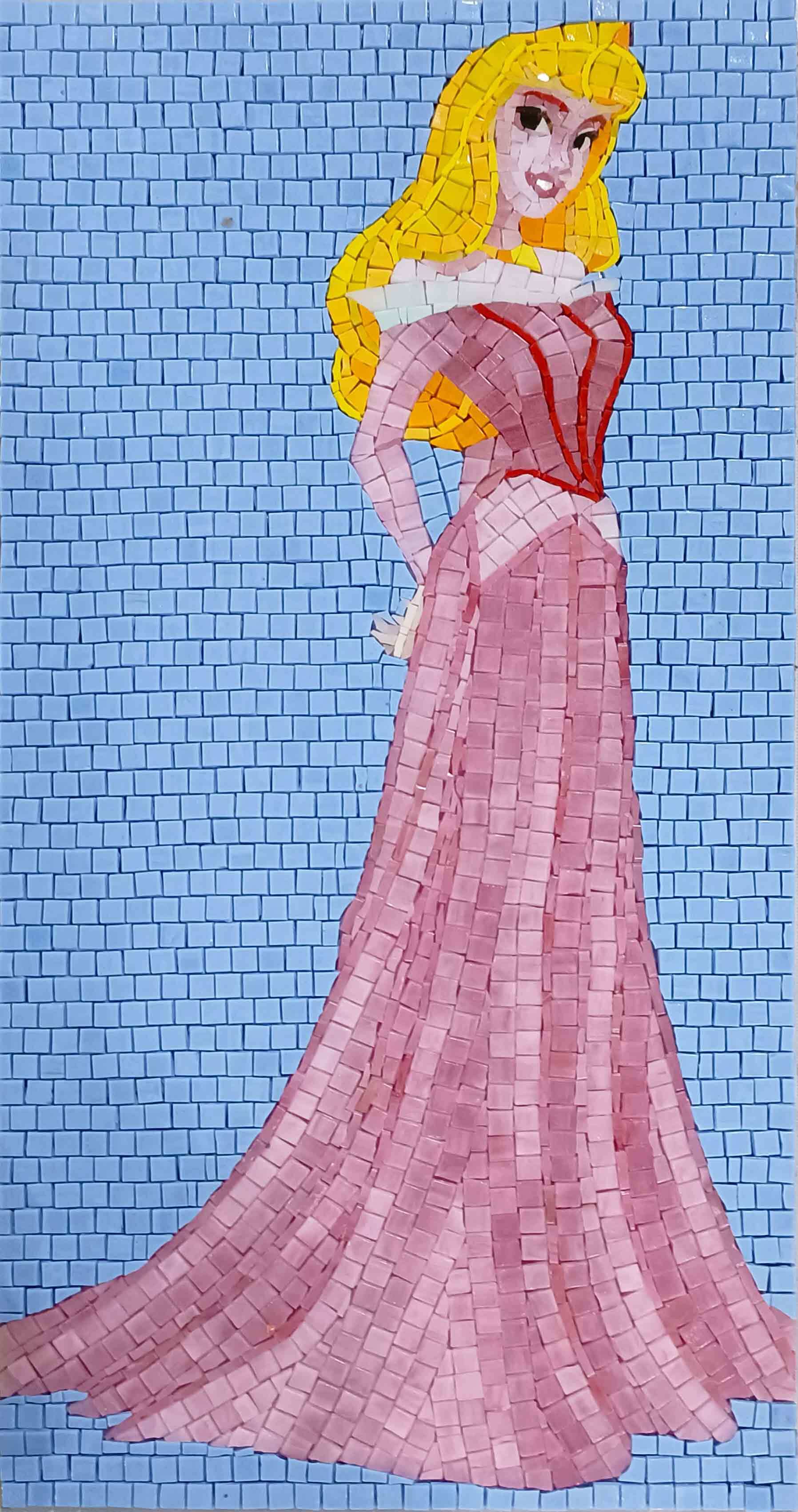 Sleeping Beauty Figure - Glass Mosaic Garden Art Artwork - Mesh Backing