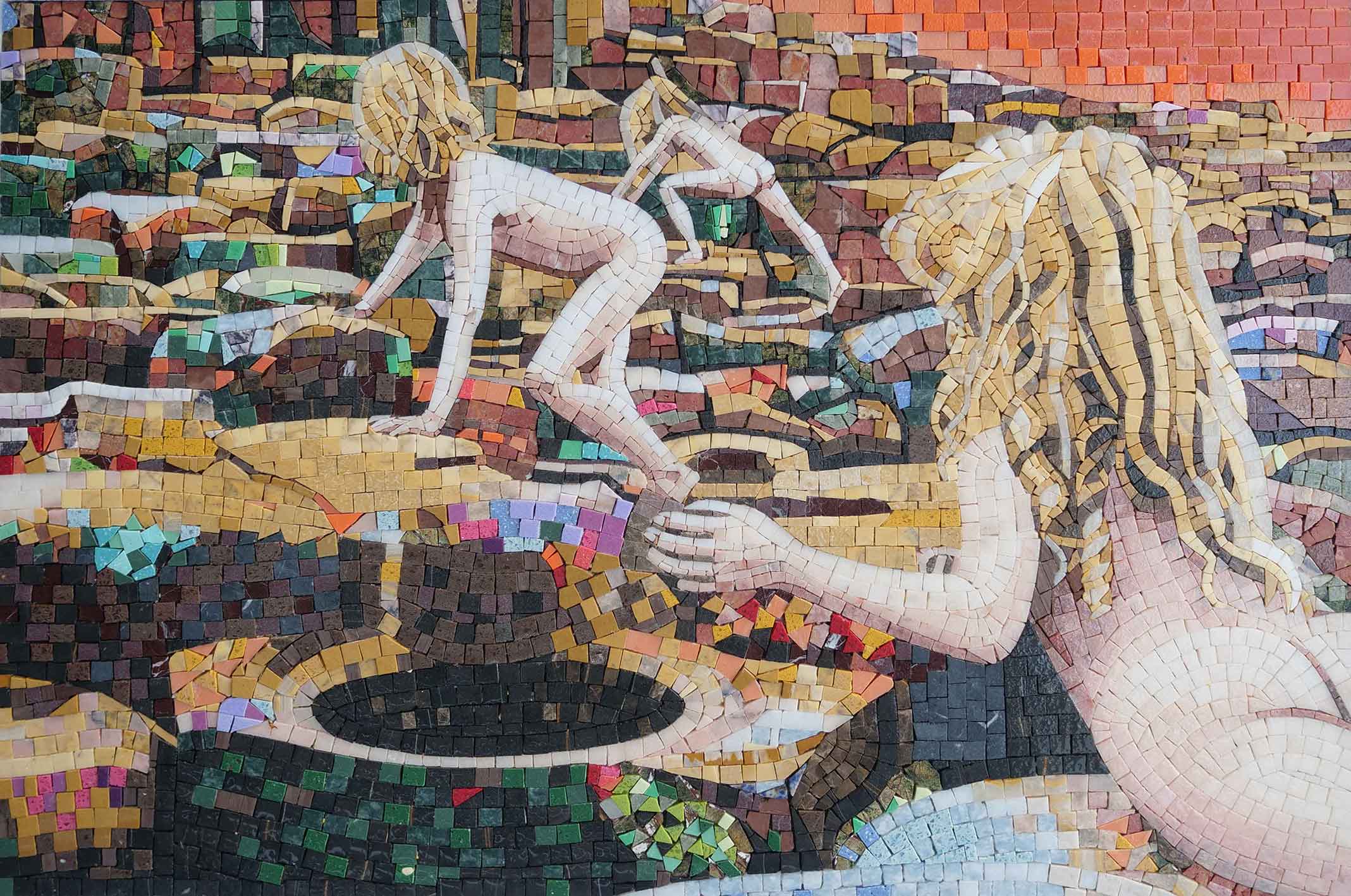 Woman Figure - Marble Mosaic Art - Mesh Backing
