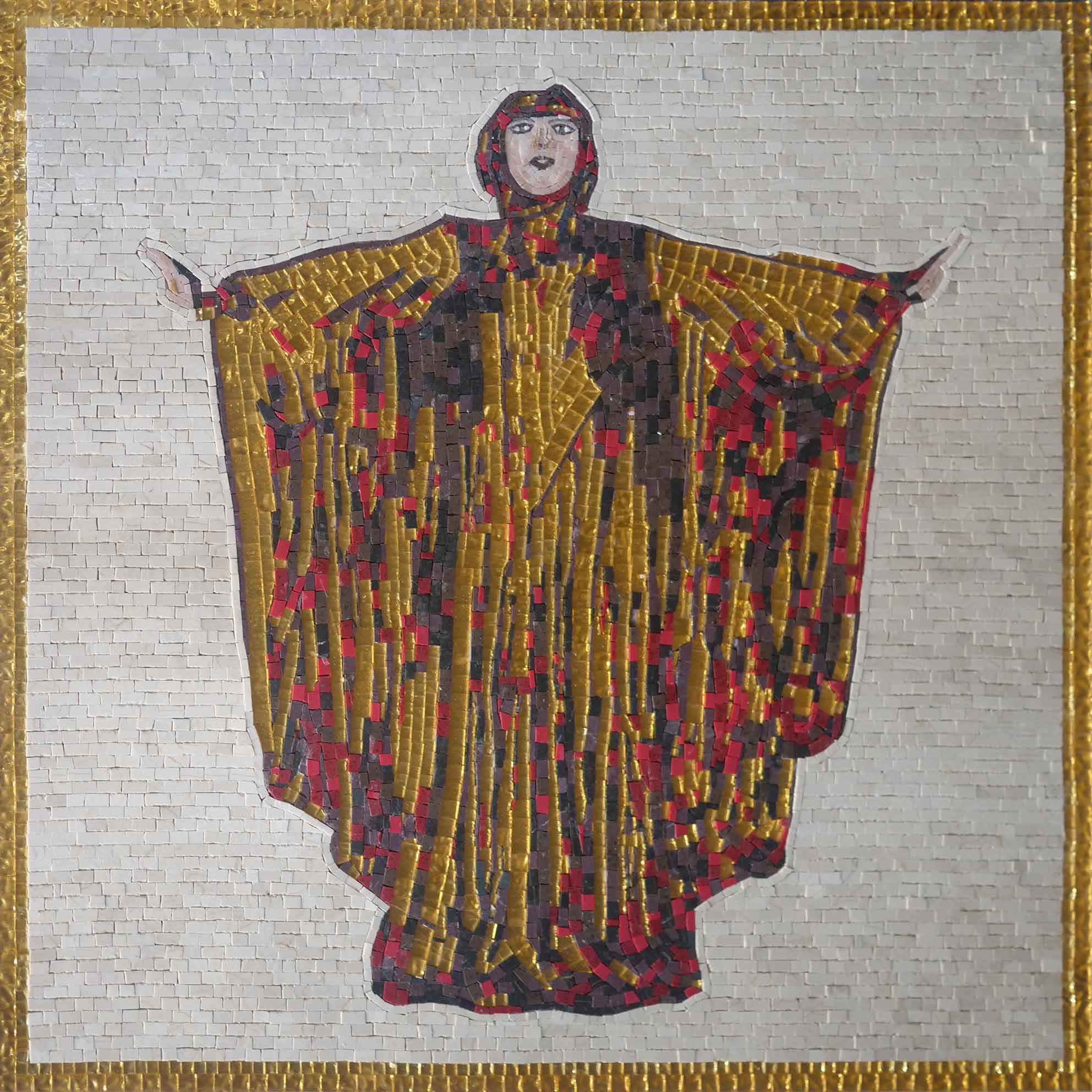 Woman Figure - Glass Dragonfly Mosaic - Mesh Backing
