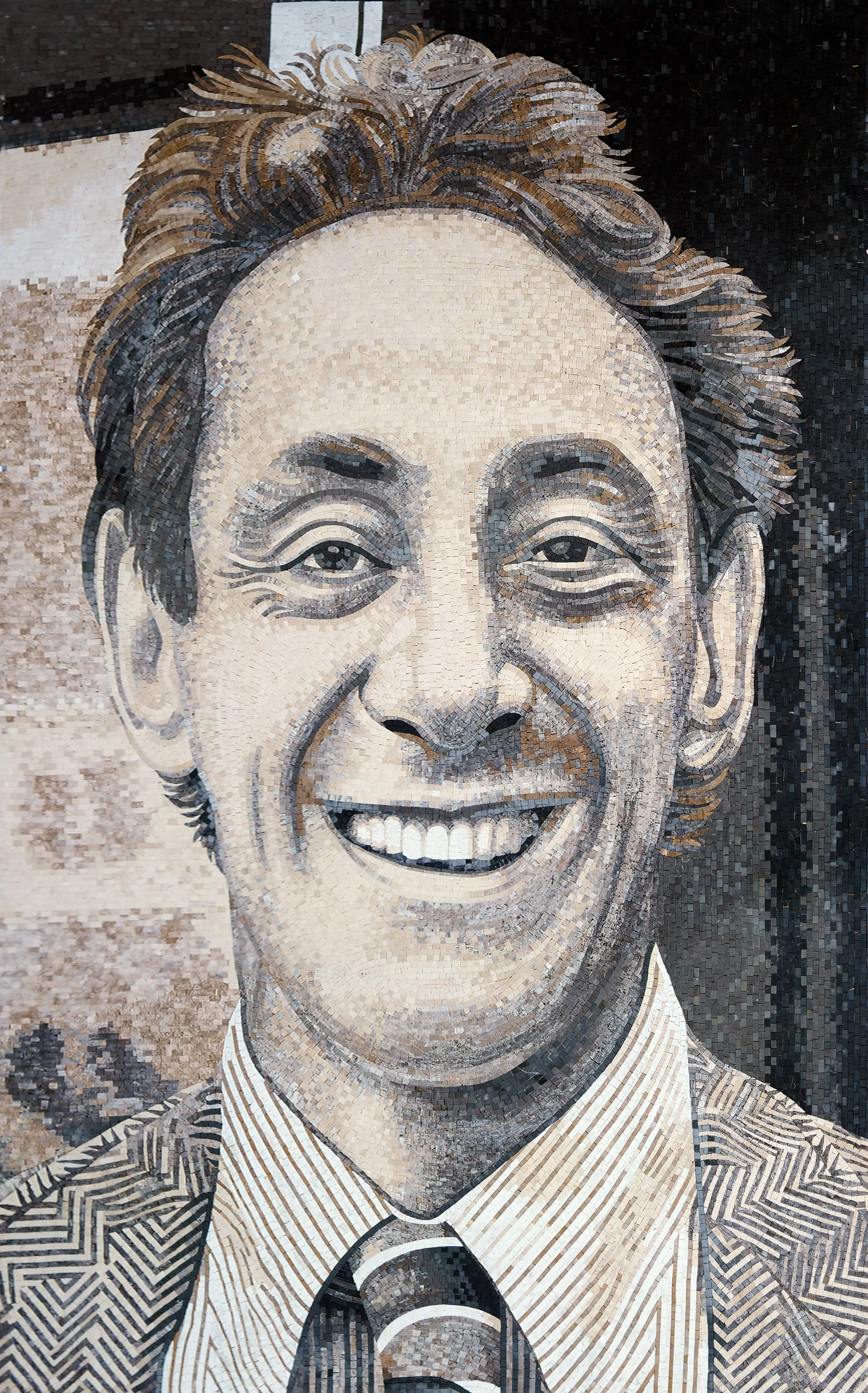 Smiling Man Portrait - Luxury Mosaic. Radiant Smile Intricately Crafted Art - Mesh Backing