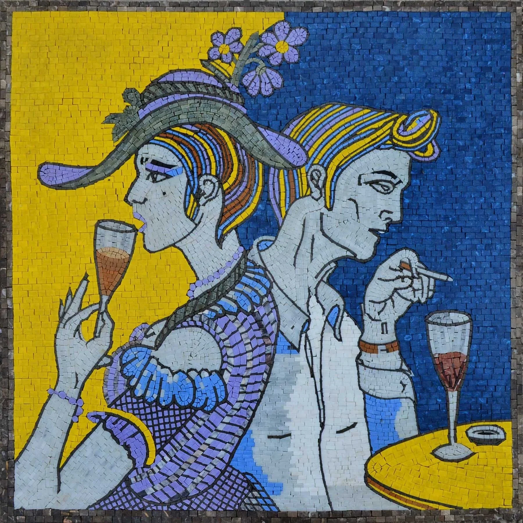 The Wine Daze - Marble Mosaic Reproduction - Mesh Backing