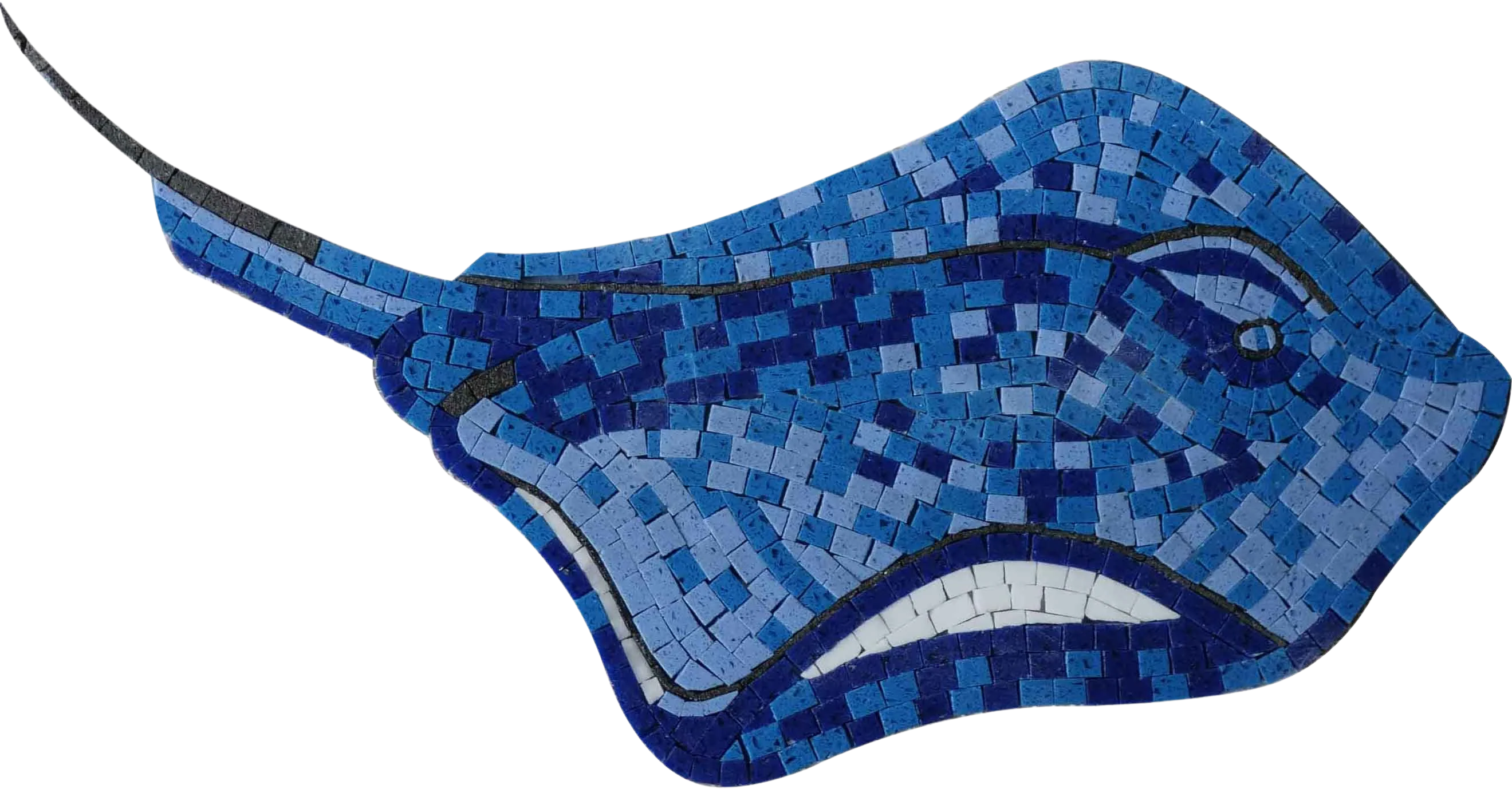 Fish Ray Motif - Marble Contemporary Tile Murals Mosaic Luxury Handcrafted Natural Stone Artwork - Mesh Backing