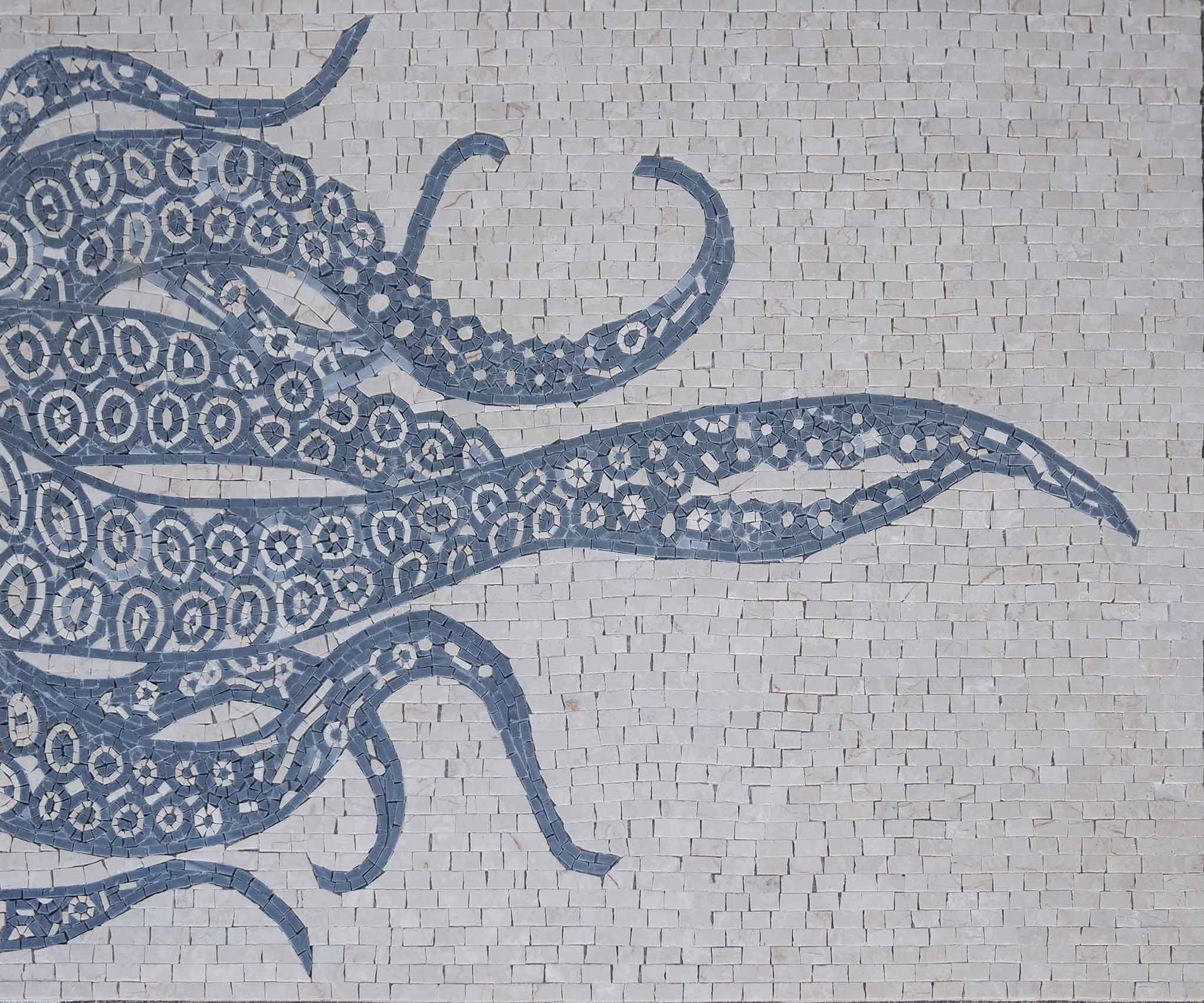 Octopus Tentacles Design - Marble Modern Home Decor Mosaic Art - Mesh Backing