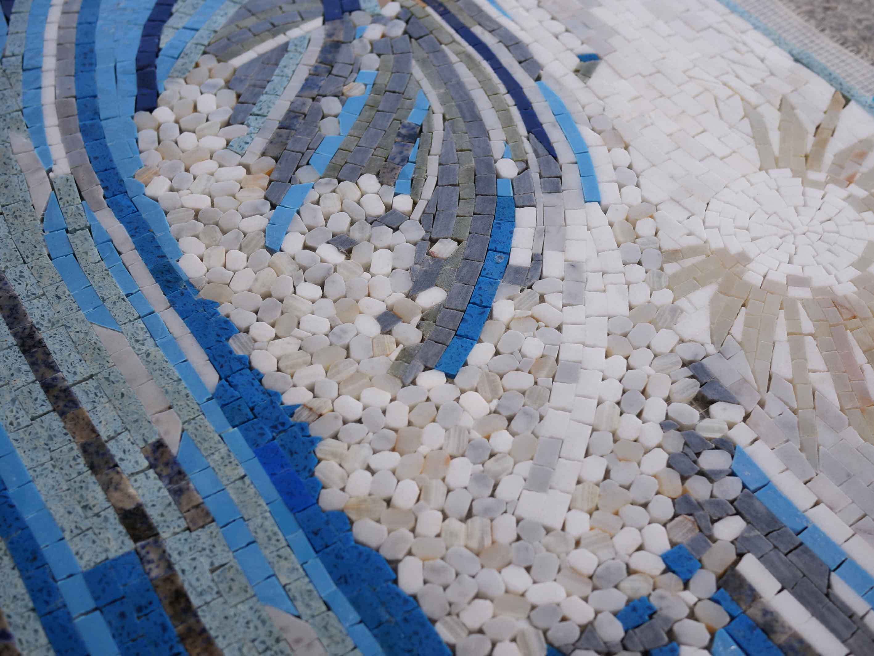 Rolling Wave Geometric - Pool Mosaic Art - Mesh Backing - Image 2