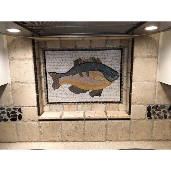 Enchanting Aquatic Fish - Marble Mosaic Designs Red Drum - Mesh Backing - Image 2