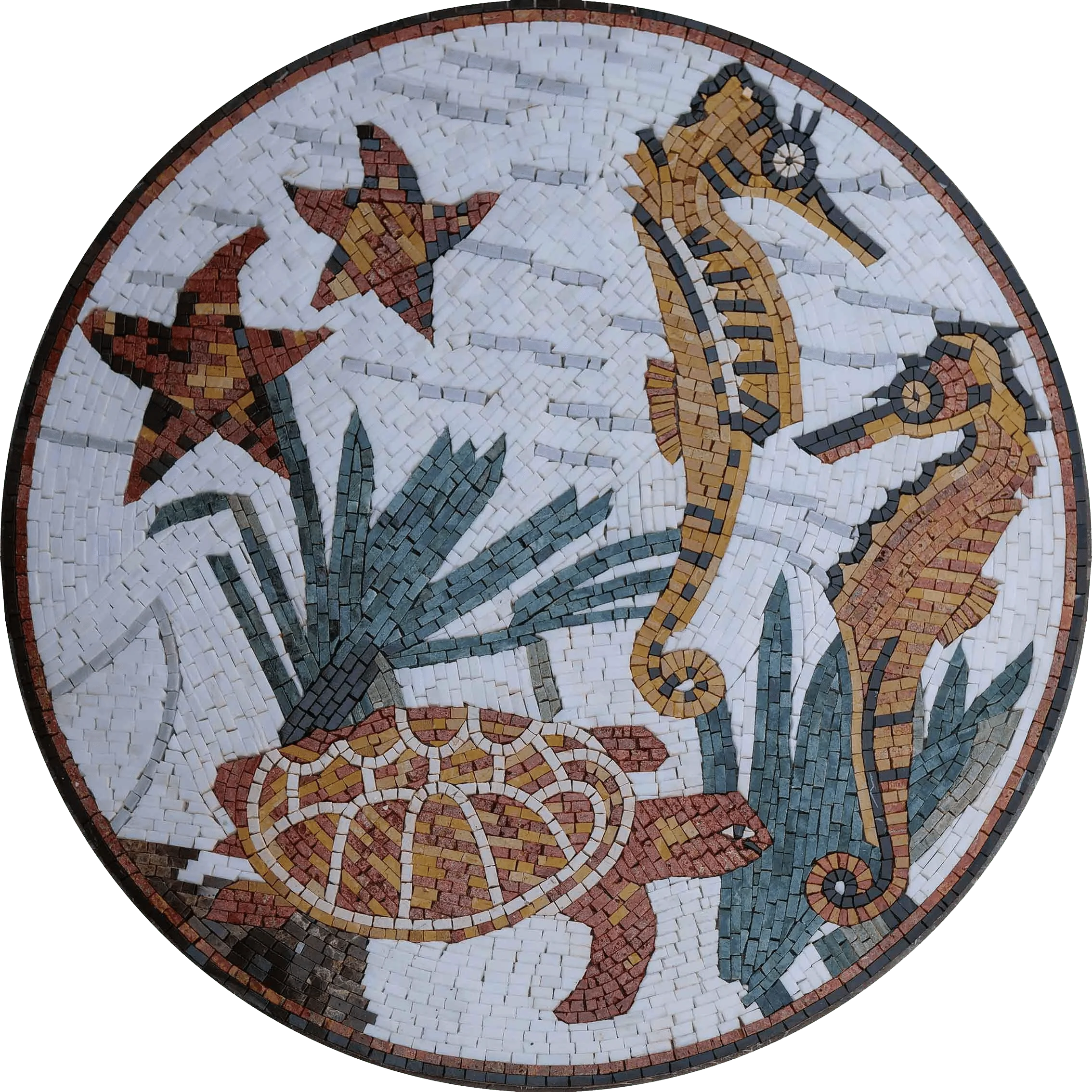 Sea Turtle Starfish Geometric Designs Medallion - Mosaic Design - Mesh Backing