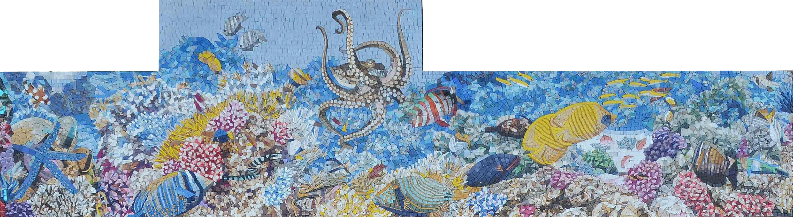 Sea Life Octopus - Mosaic Pattern Nautical Accent - Mesh Backing