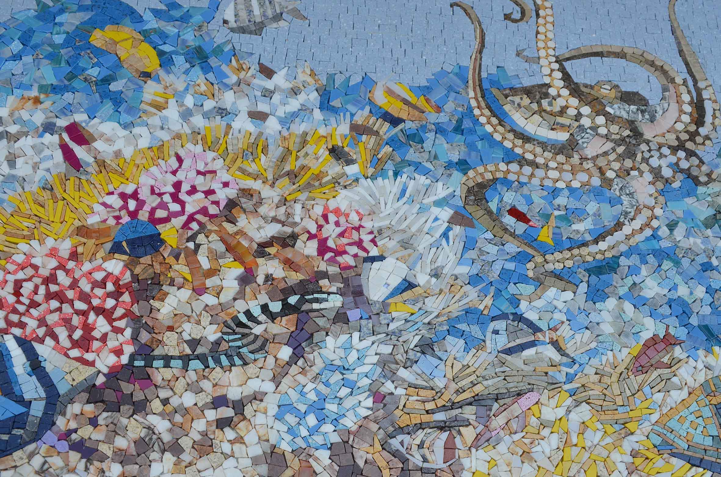 Sea Life Octopus - Mosaic Pattern Nautical Accent - Mesh Backing - Image 2