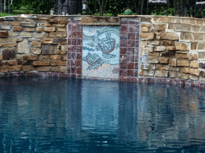 Enchanting Sea Turtles - Marble Mosaic Mural - Mesh Backing - Image 3