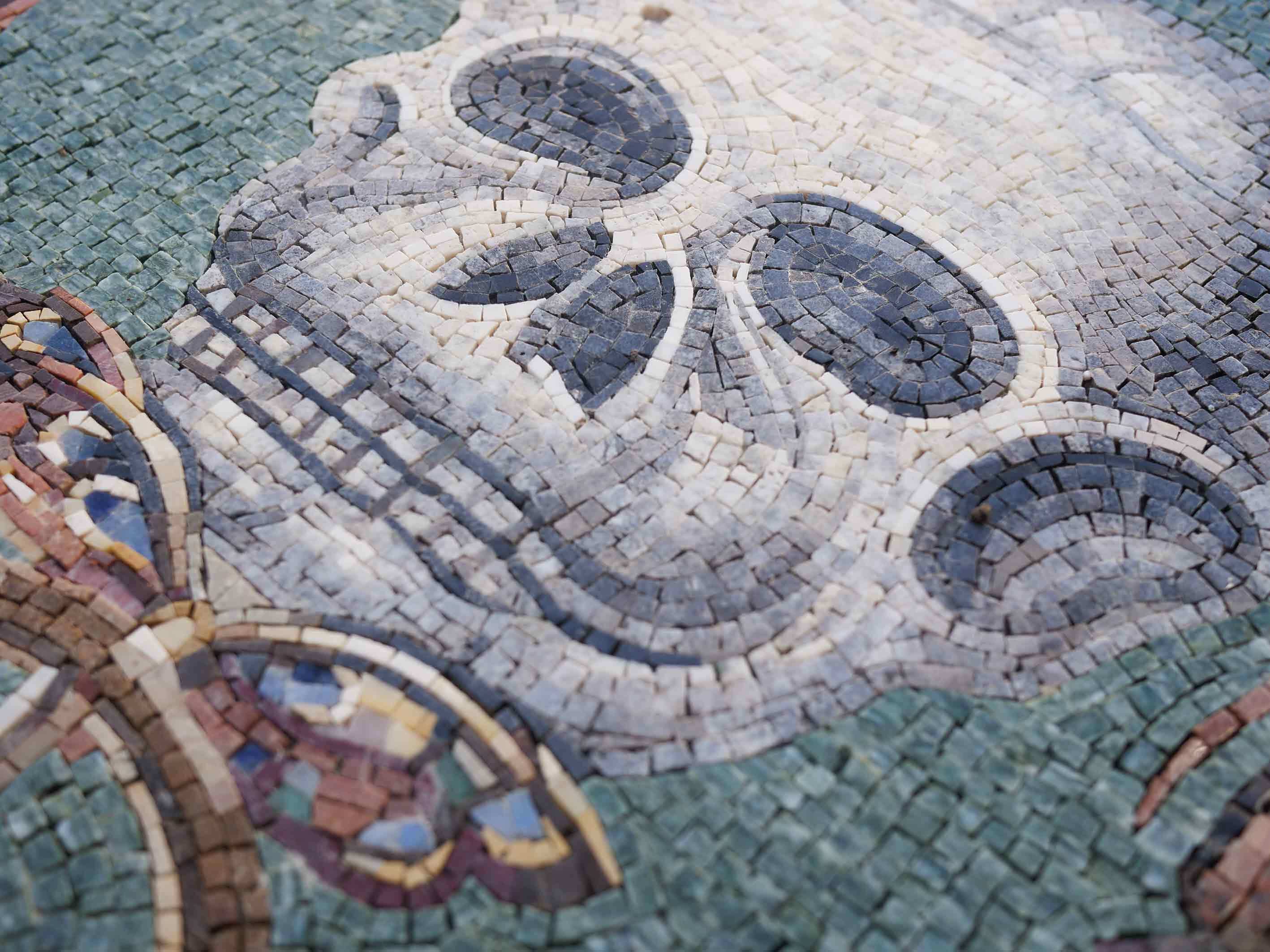 Skull Wheel Motif - Custom Kitchen Backsplash Mosaic Art - Mesh Backing - Image 2