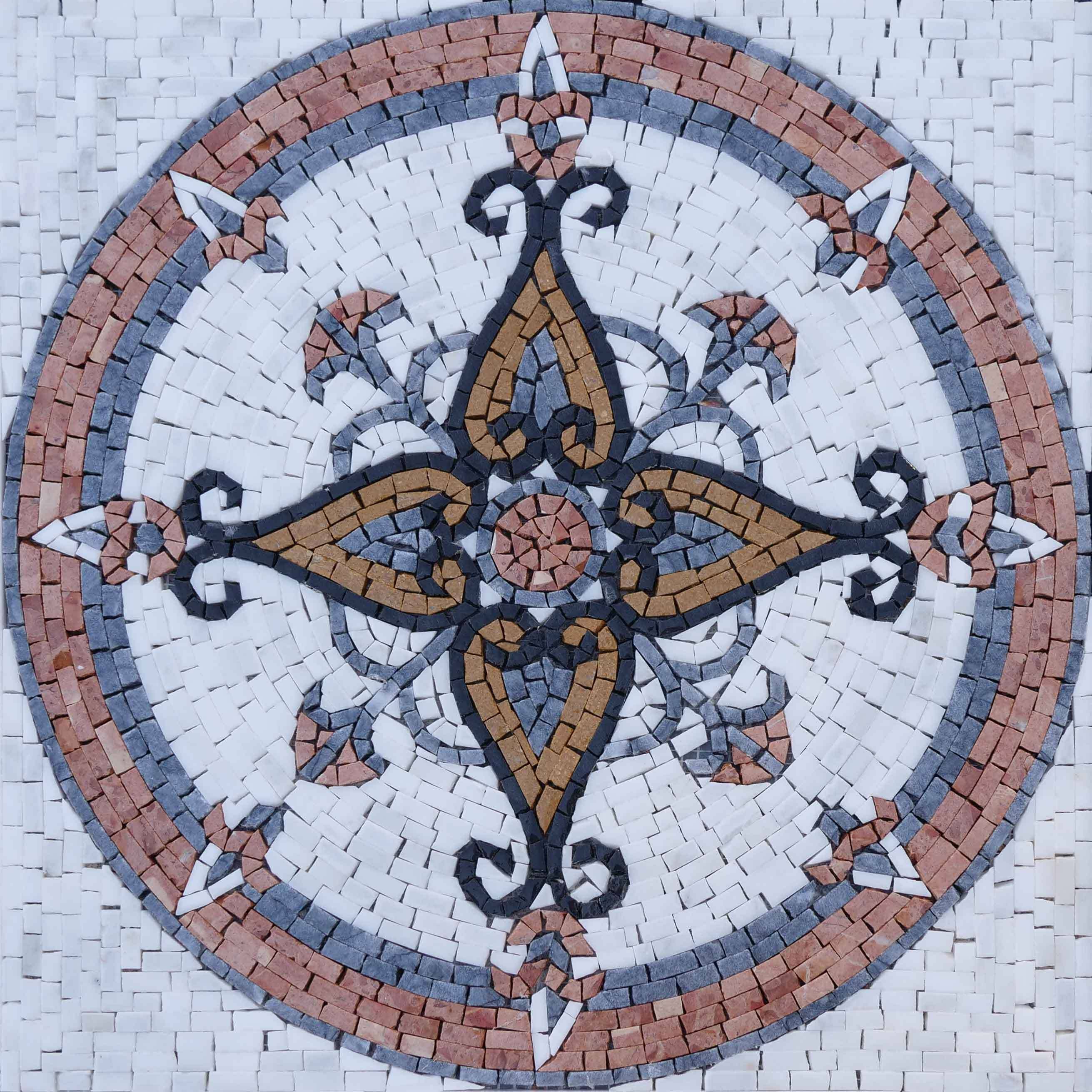 Geometric Starburst - Byzantine Mosaic Blooming Flower - Mesh Backing