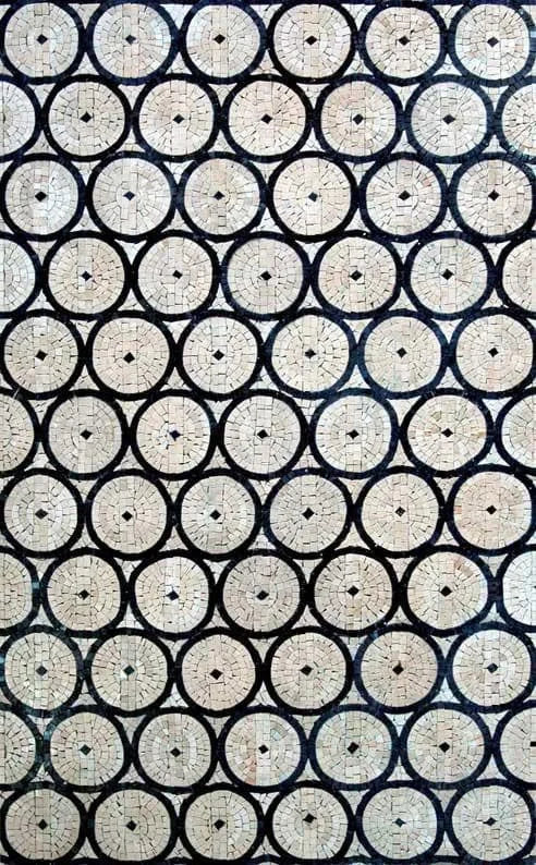 Circle Pattern - Marble Mosaic - Mesh Backing