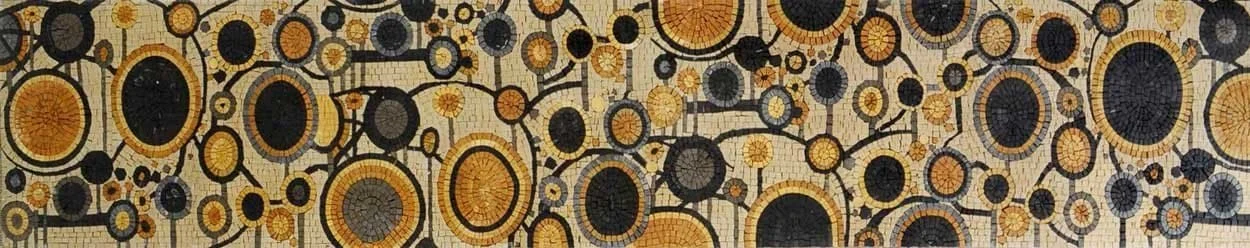 Circular Pattern - Marble Mosaic Geometric Panel - Mesh Backing