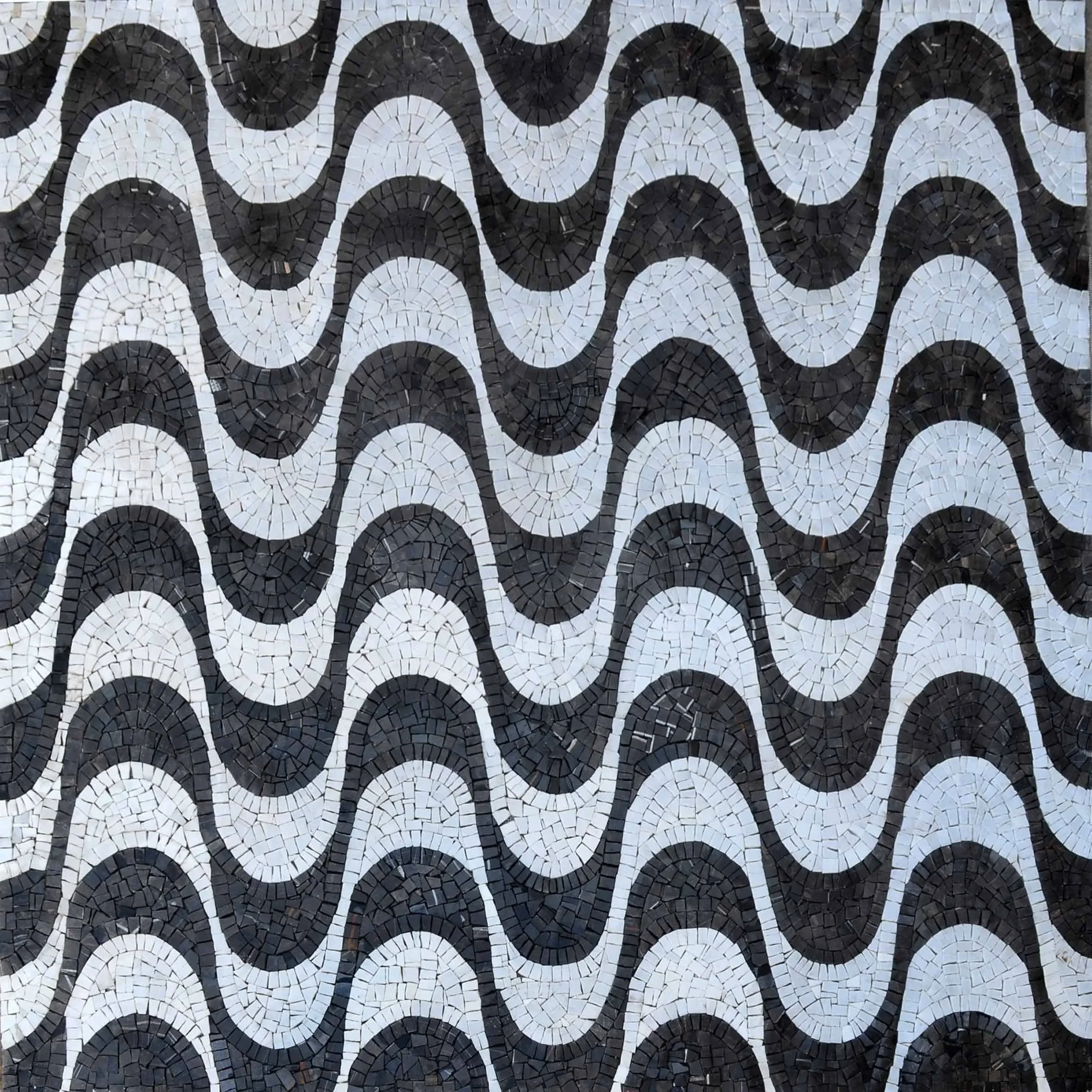 Abstract Wave - Marble Mosaic Geometric Stone Tile - Mesh Backing