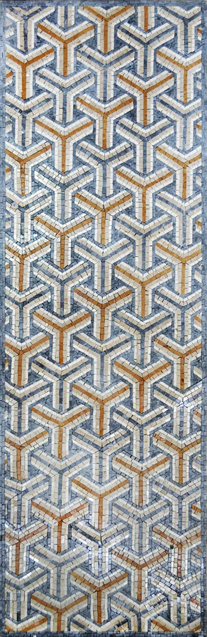 Abstract Geometric Cubes - Marble Mosaic Optical Seamless Pattern - Mesh Backing