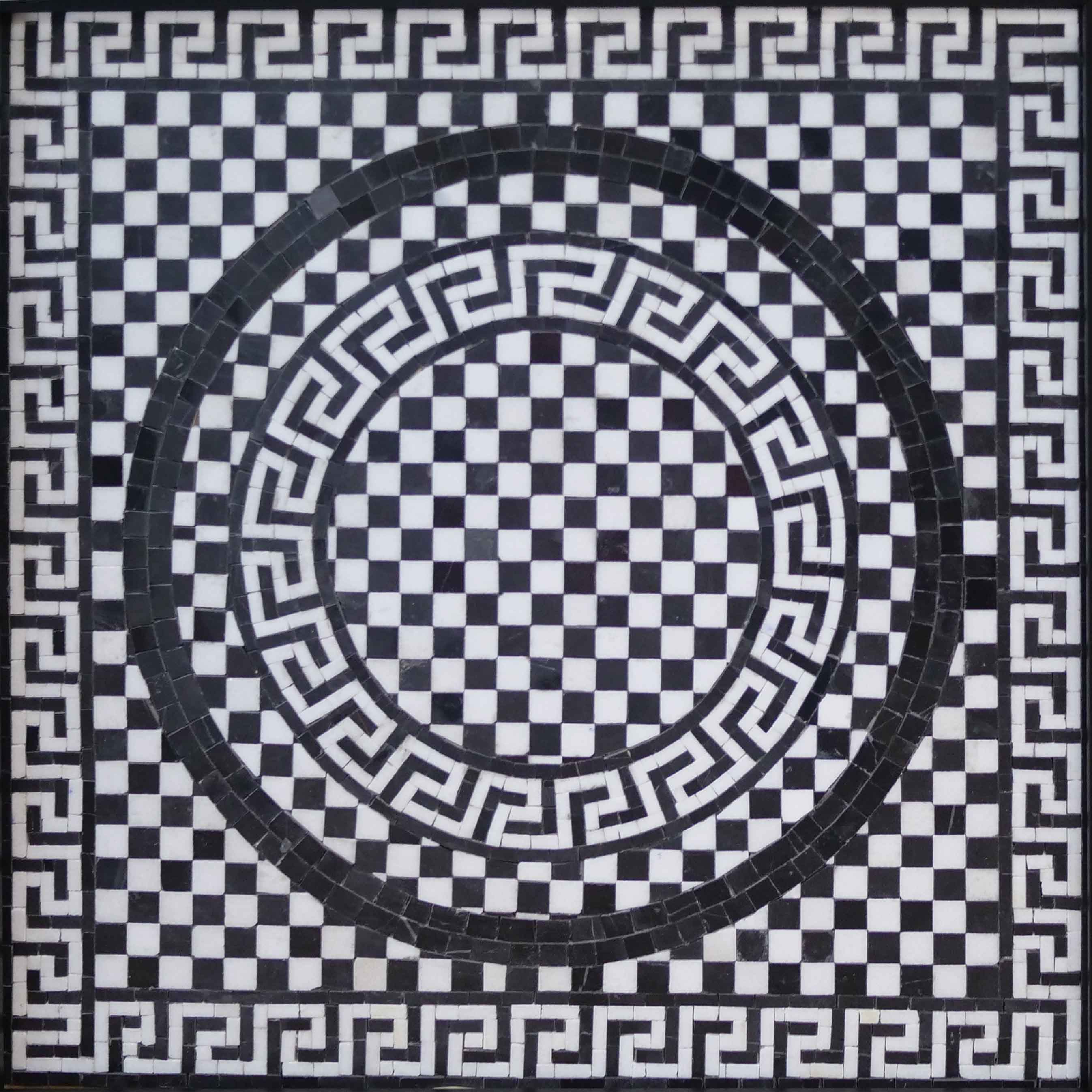 Geometric Checkerboard Pattern - Marble Ancient Mosaic Artwork - Mesh Backing