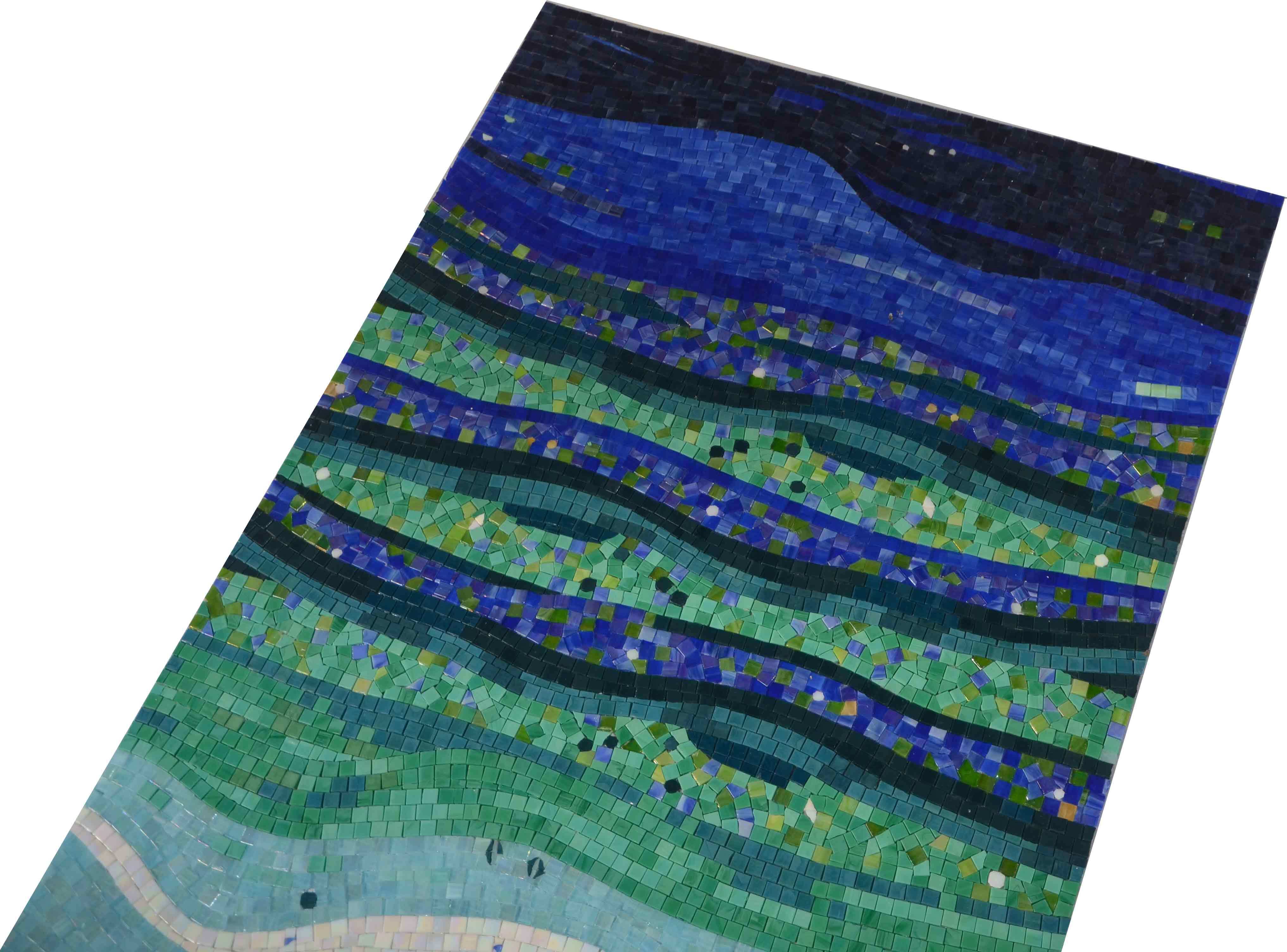 Geometric Wave Design - Impressionist Mosaic Patterns - Mesh Backing - Image 2