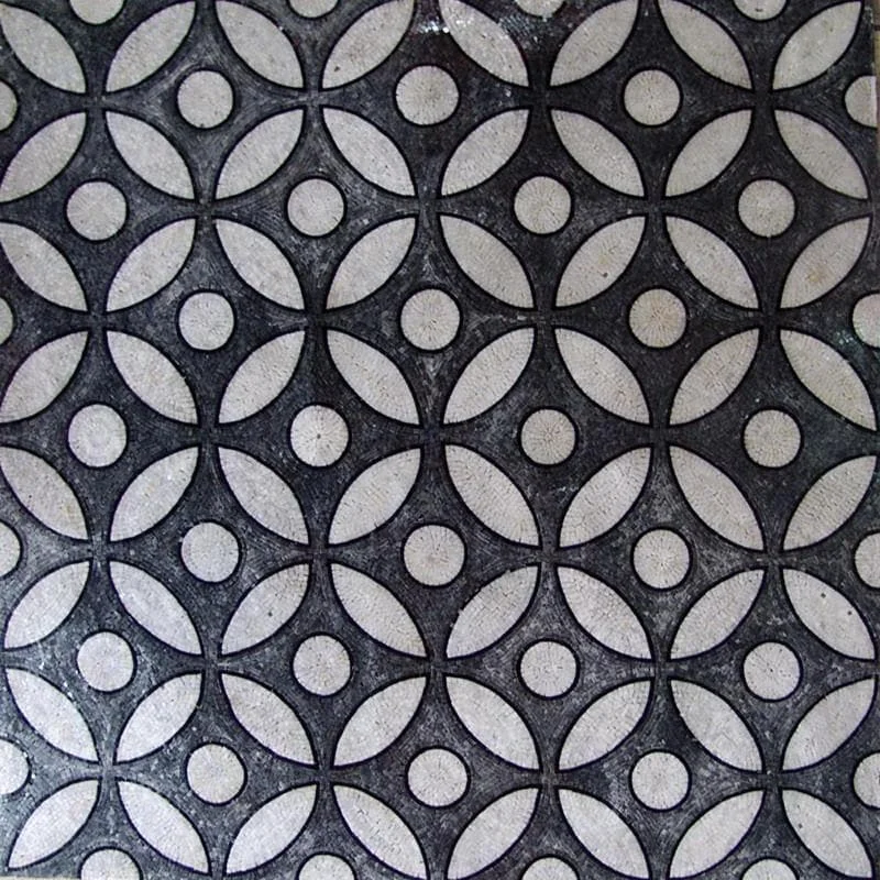 Geometric Seed Life - Marble Mosaic Tile Pattern - Mesh Backing