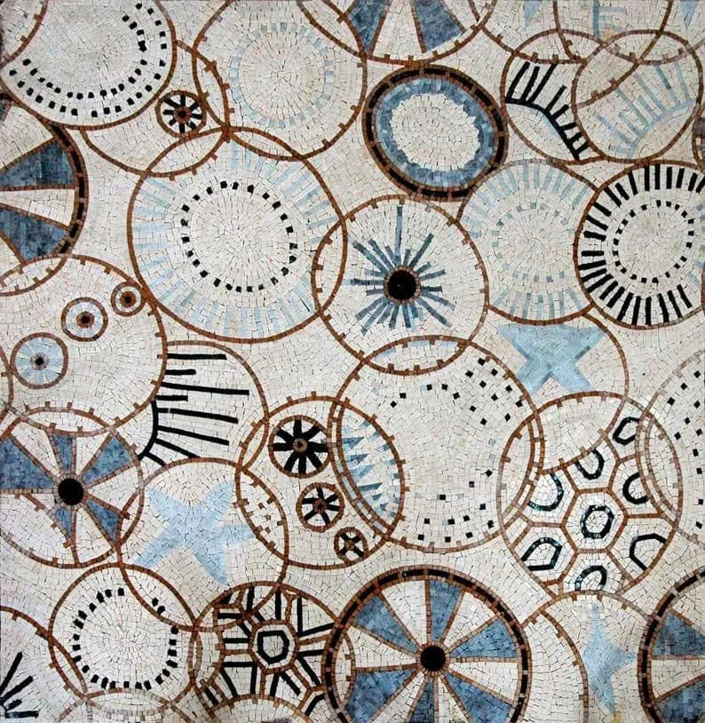 Abstract Circle Patterns - Marble Mosaic Wallpaper - Mesh Backing