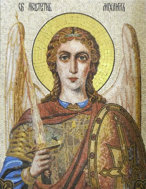 Archangel Figure - Marble Mosaic - Mesh Backing