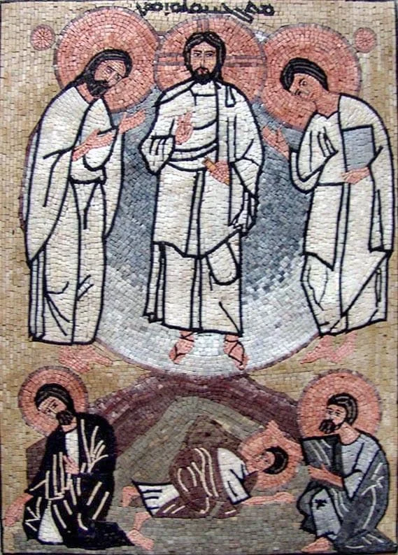 Figures Arrangement - Marble Mosaic Christian Religious Stone Art - Mesh Backing