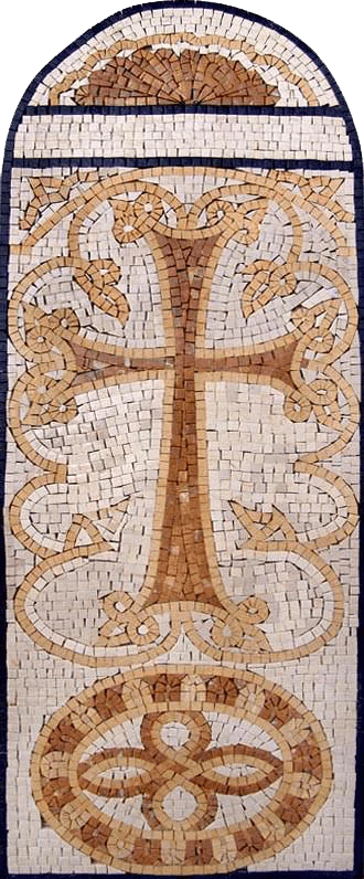 Floral Pattern - Marble Mosaic Cross - Mesh Backing