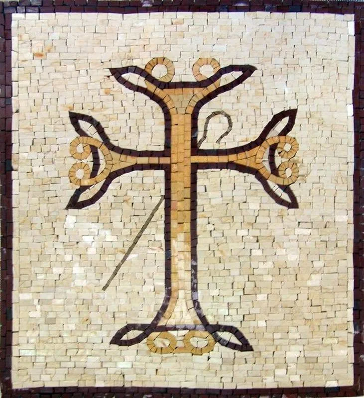 Geometric Pattern - Marble Mosaic Cross - Mesh Backing