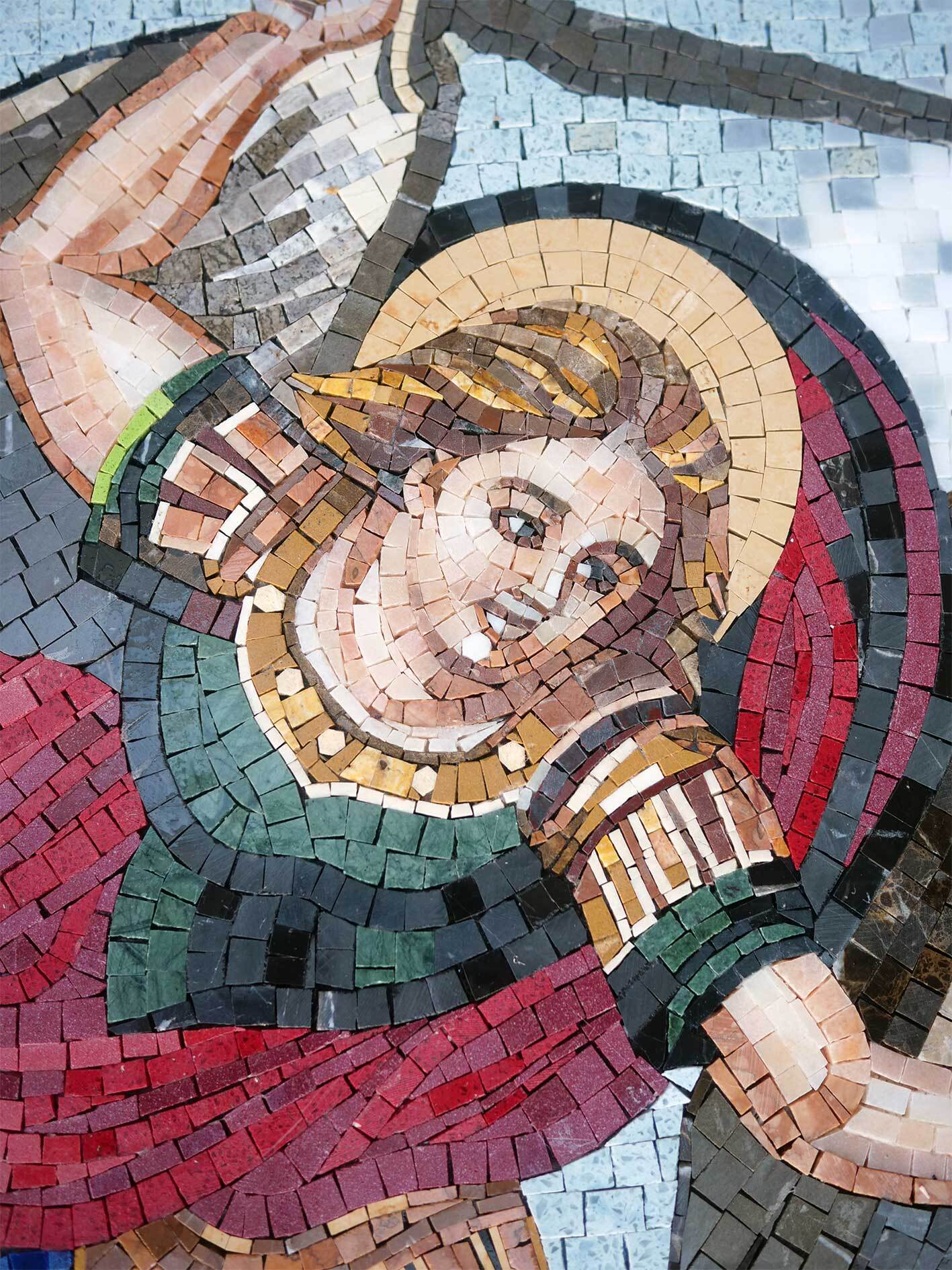 Saint Michael The Archangel - Marble Mosaic Kitchen Backsplash Handmade Natural Religious Battle Icon Wall Art - Mesh Backing - Image 2