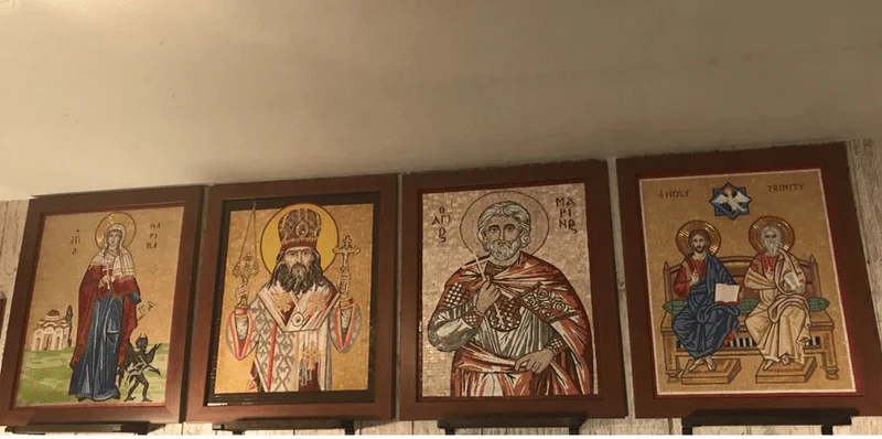 Holy Trinity Icon - Marble Luxury Home Decor Mosaic Religious Design - Mesh Backing - Image 2