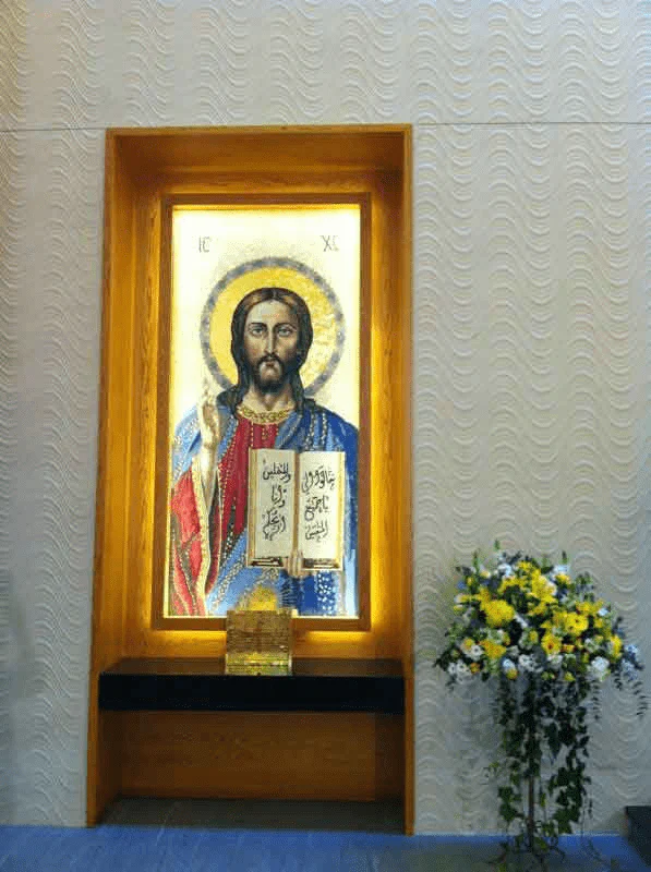 Jesus Stone Figure - Marble Mosaic Shower Walls - Mesh Backing - Image 2