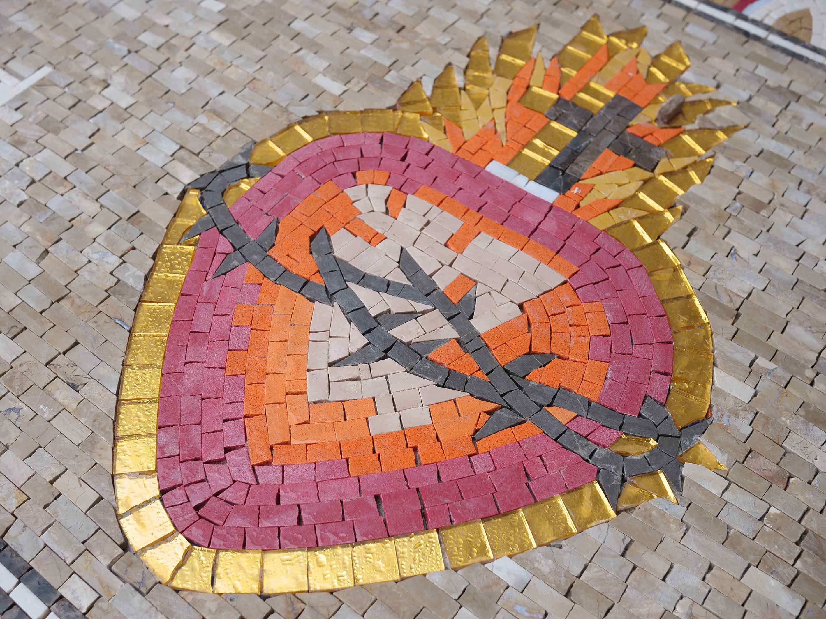 Geometric Script Wall Art - Glass Flower Mosaic Marble And - Mesh Backing - Image 2