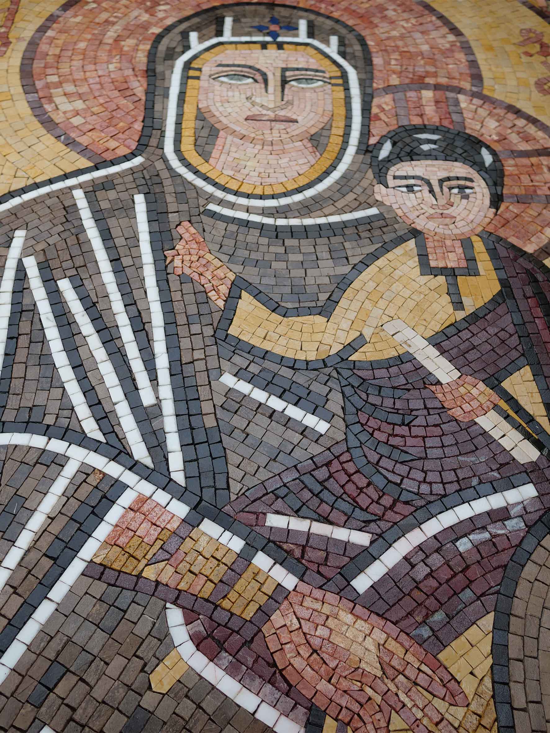 Madonna And Child - Marble Roman Mosaic Reproductions Religious Art For Sale - Mesh Backing - Image 2