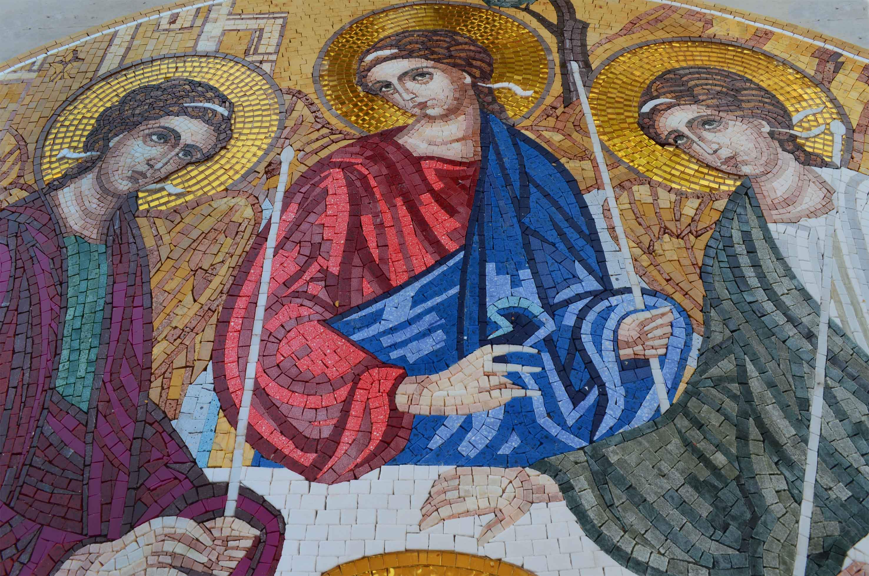 Three Figures Seated - Mosaic Wall Modern Icon - Mesh Backing - Image 2