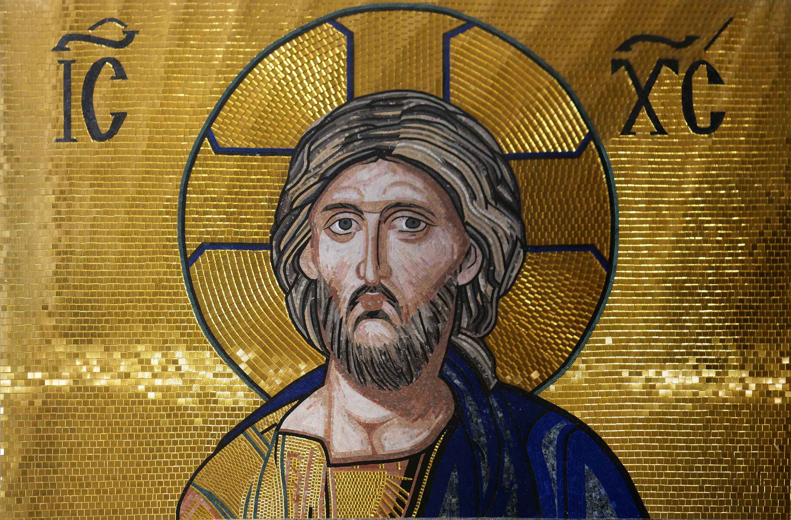 Jesus Christ Portrait - Glass Impressionist Mosaic Art - Mesh Backing