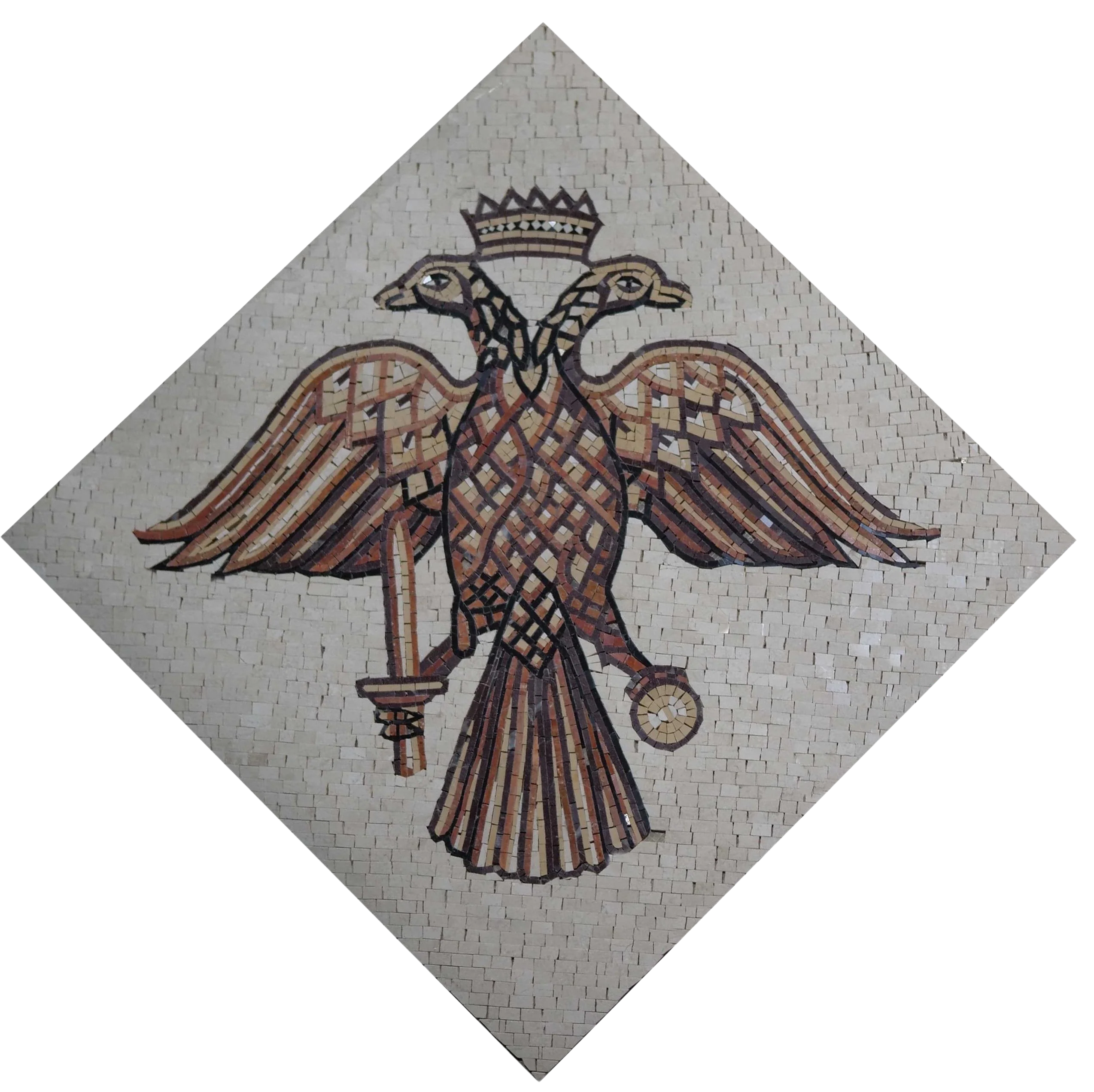 Double Headed Eagle Geometric - Marble Mosaic Artwork - Mesh Backing - Image 2