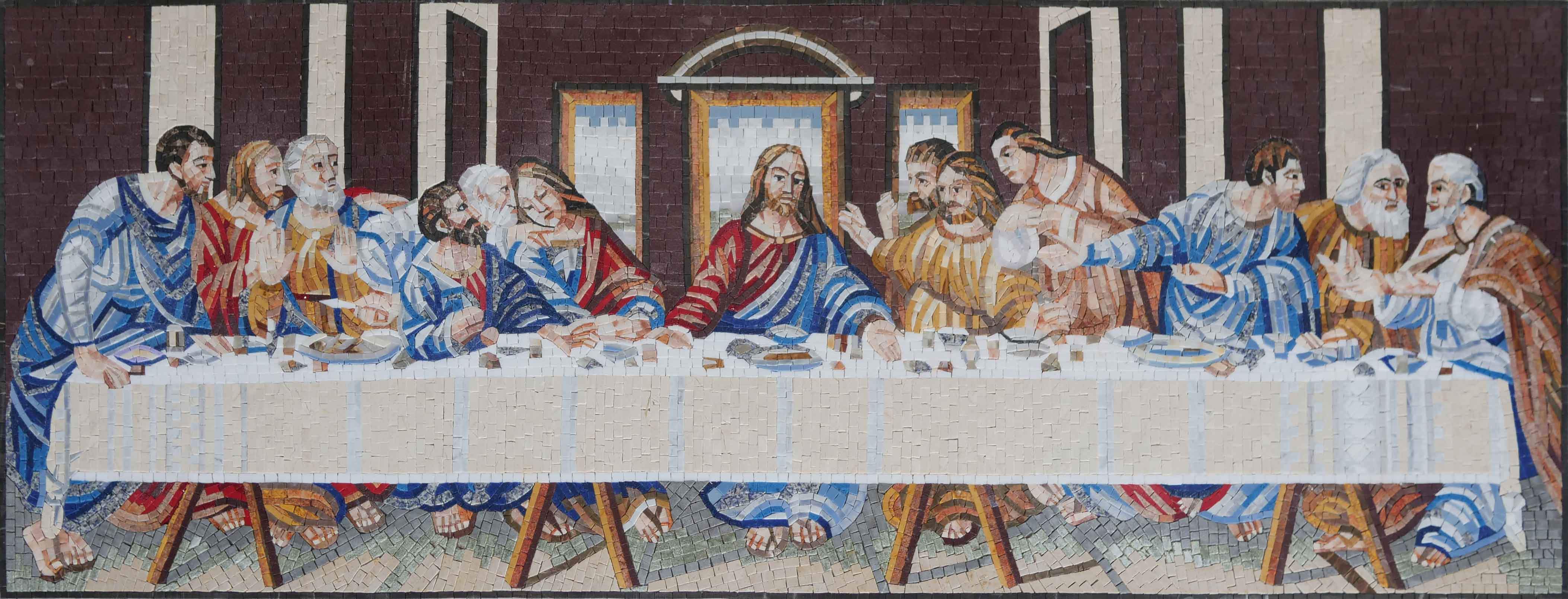 The Last Supper Scene - Marble Mosaic Tiles Reproduction - Mesh Backing