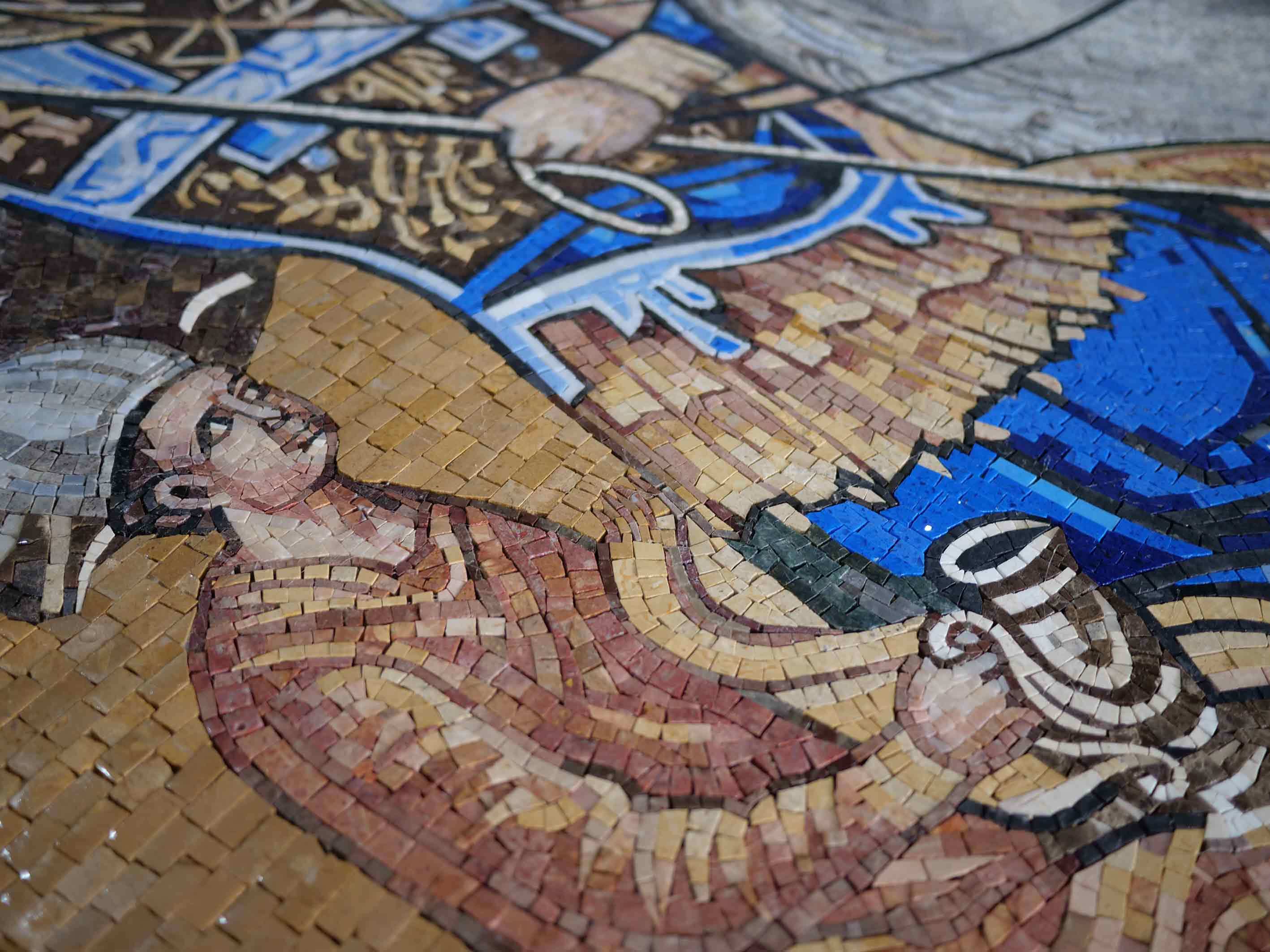 Saint George Slaying Dragon - Contemporary Tile Murals Mosaic Religious Art - Mesh Backing - Image 4