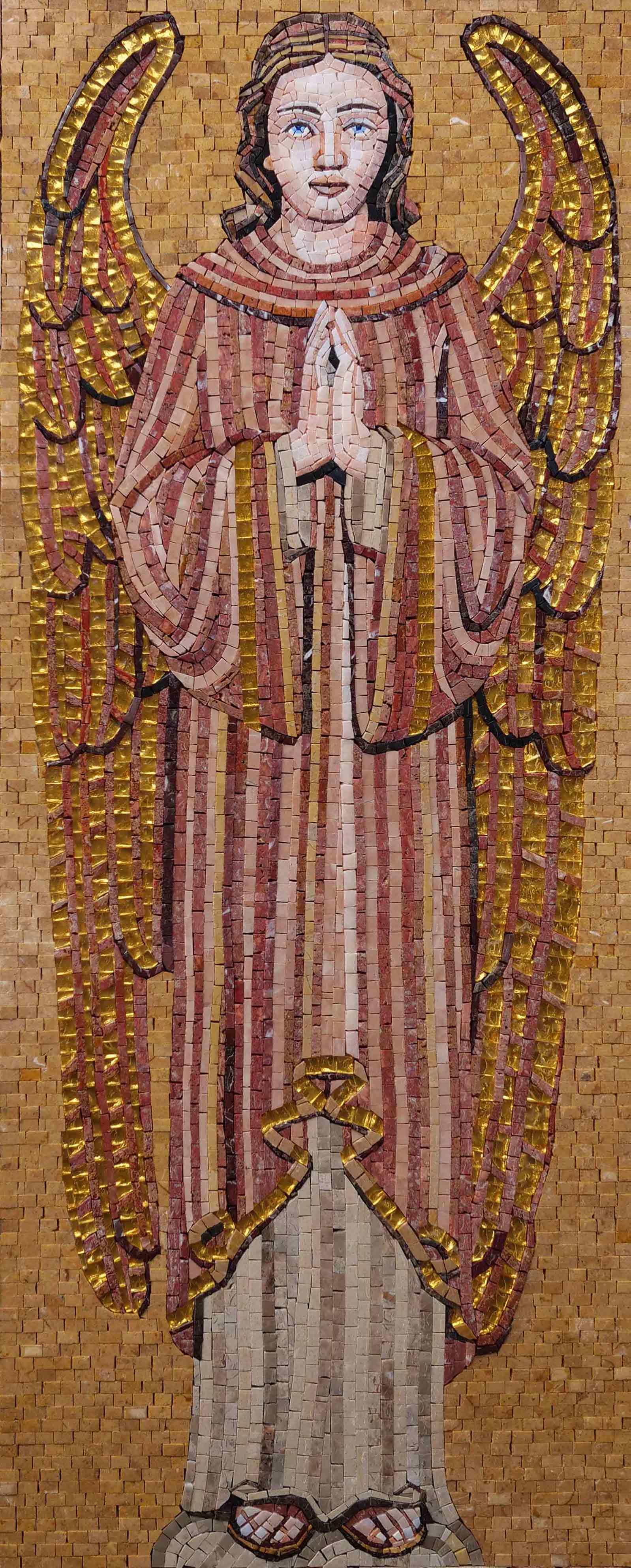 Striped Angel Figure - Mosaic Pathways Religious Art - Mesh Backing
