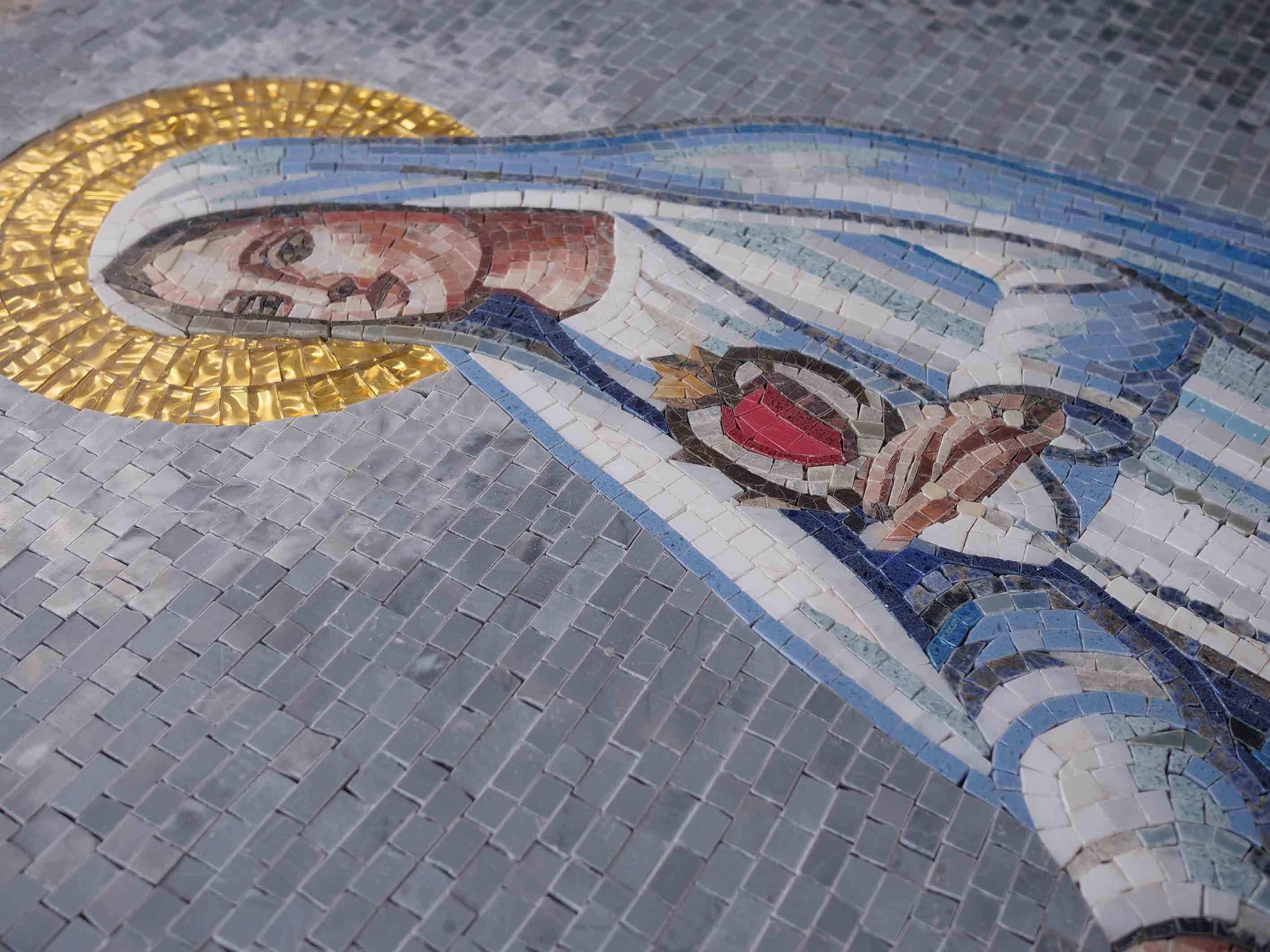 Our Lady Guadalupe - Marble Mosaico Mosaic Religious Art - Mesh Backing - Image 3