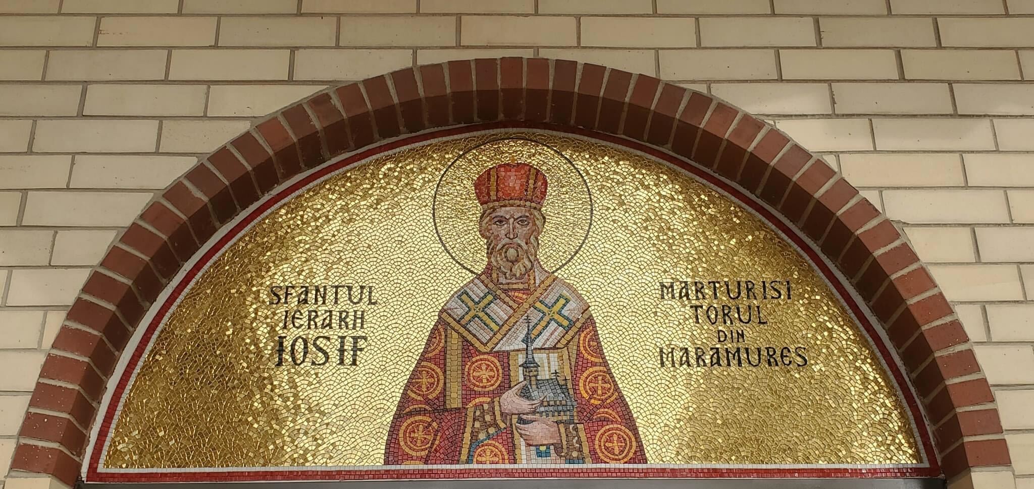 Saint Hierarch Joseph Figure - Glass Tiger Mosaic Art - Mesh Backing - Image 2