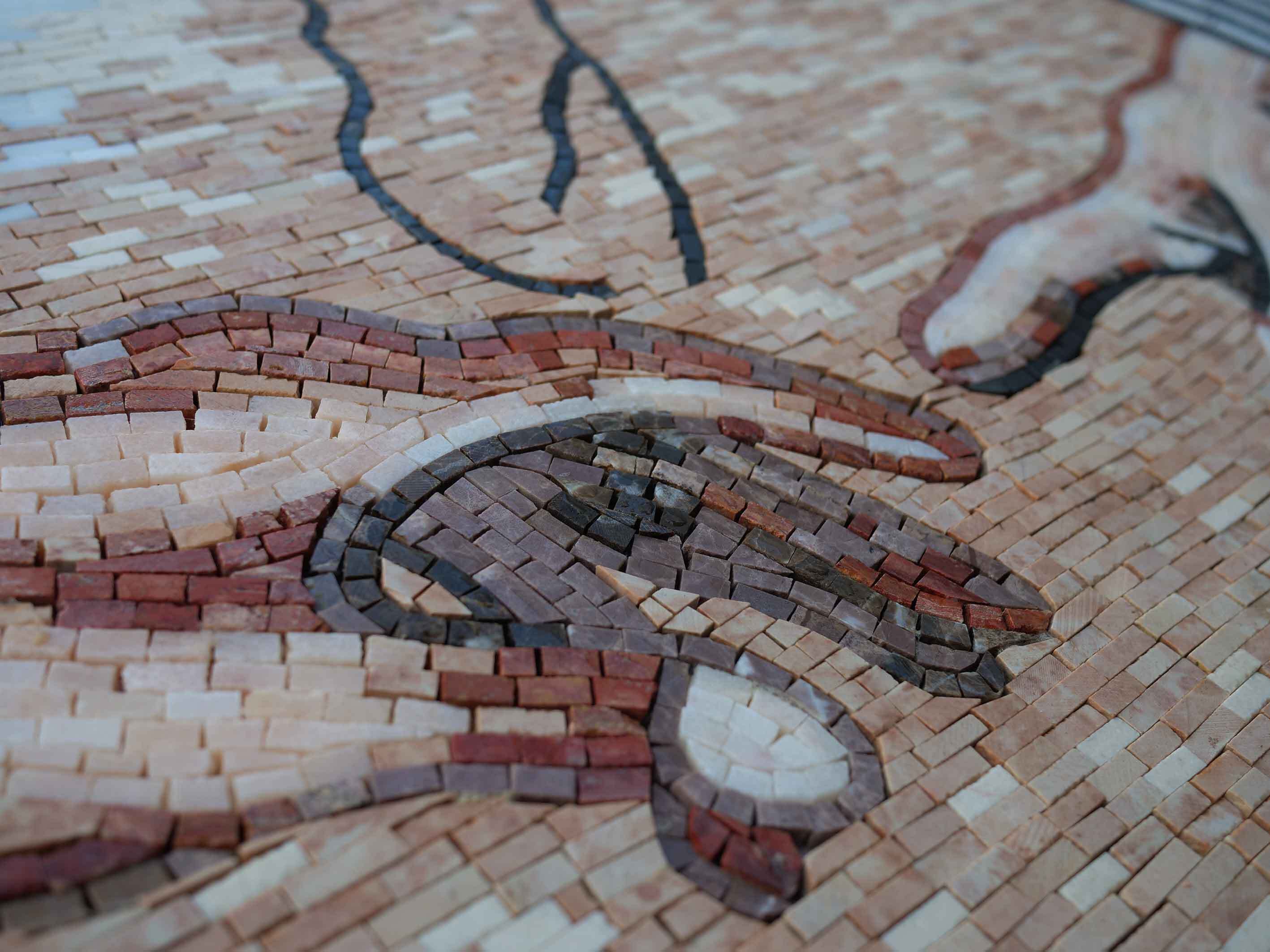 Michelangelo Hands Motif - Smalti Mosaic Art Medallion - Mesh Backing - Image 2
