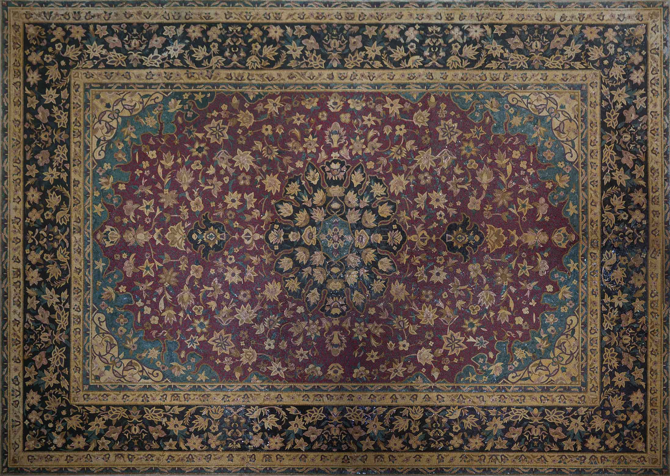 Floral Centerpiece - Marble Ancient Mosaic Floor - Mesh Backing