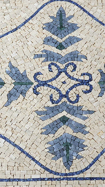 Floral Diamond Motif - Byzantine Mosaic And Runner Luxury Handcrafted Floorpiece - Mesh Backing - Image 2